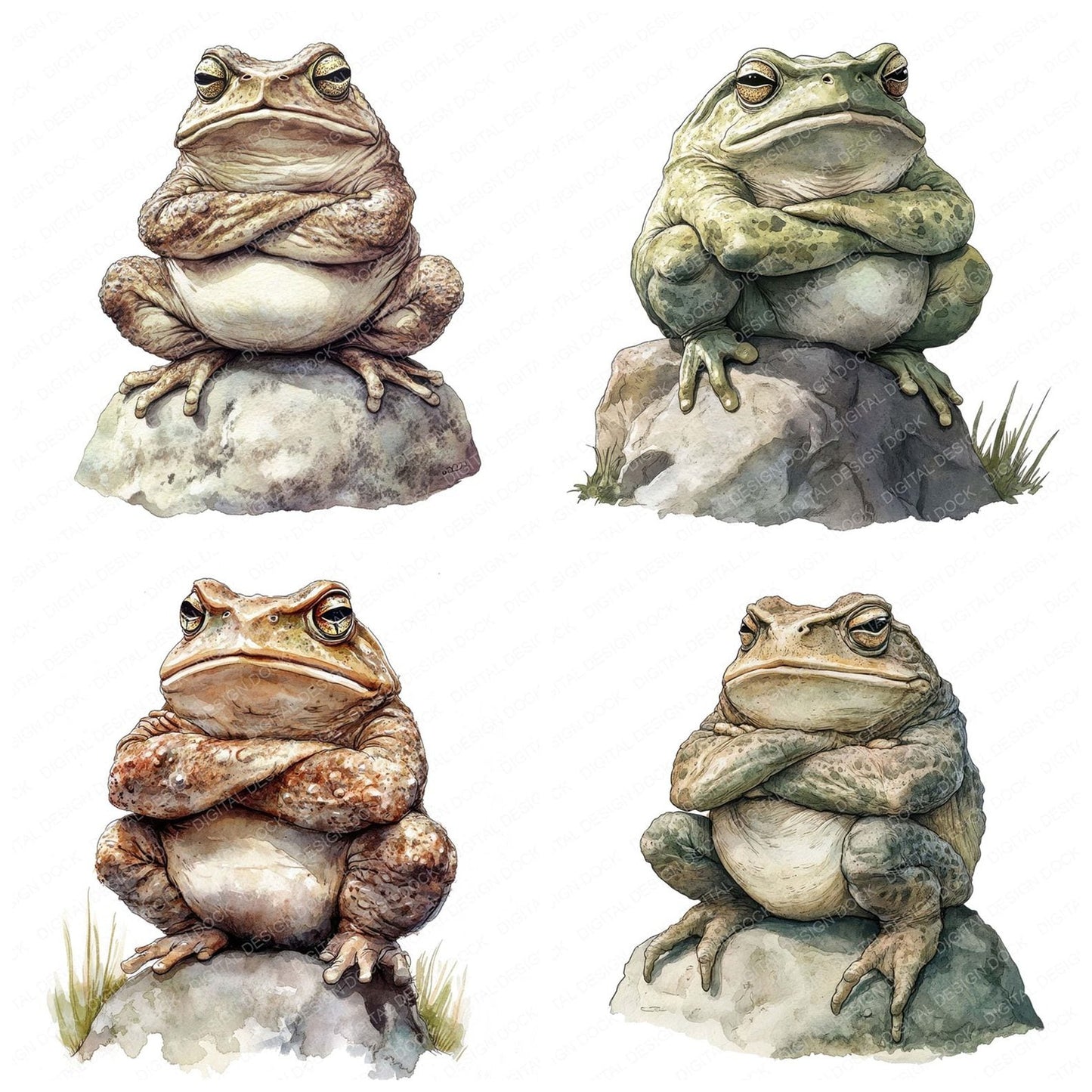 Grumpy Toad Frog Clipart Set (DDD005754)
