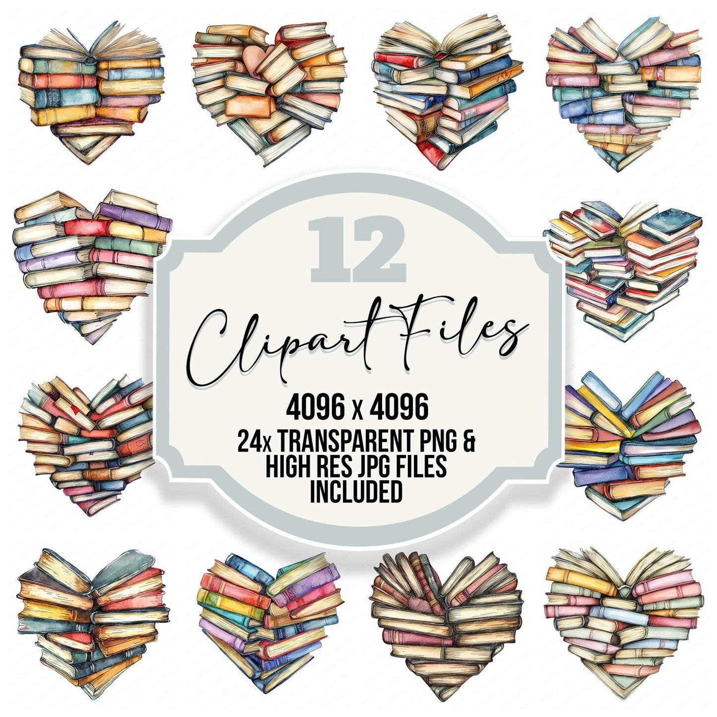 Heart Shaped Books Clipart Set (DDD005826)