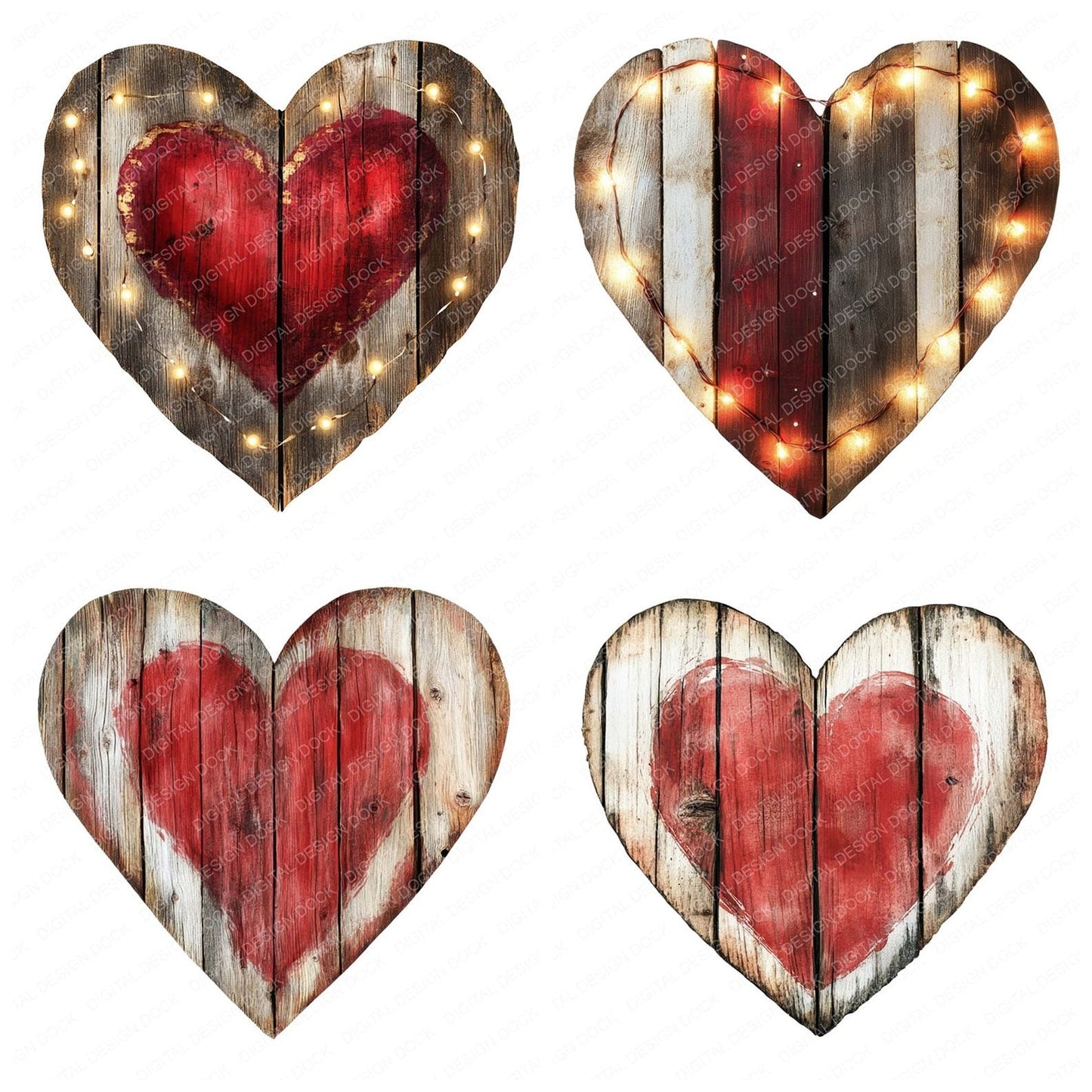 Heart Shaped Wooden Sign Clipart Set (DDD005828)
