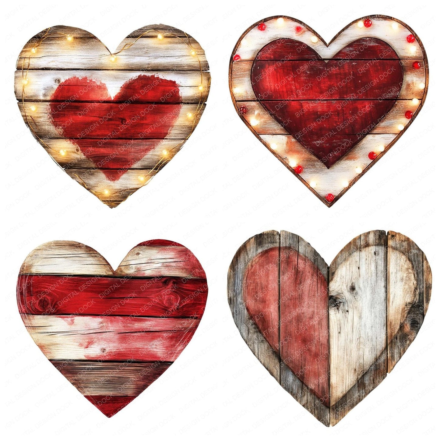 Heart Shaped Wooden Sign Clipart Set (DDD005828)