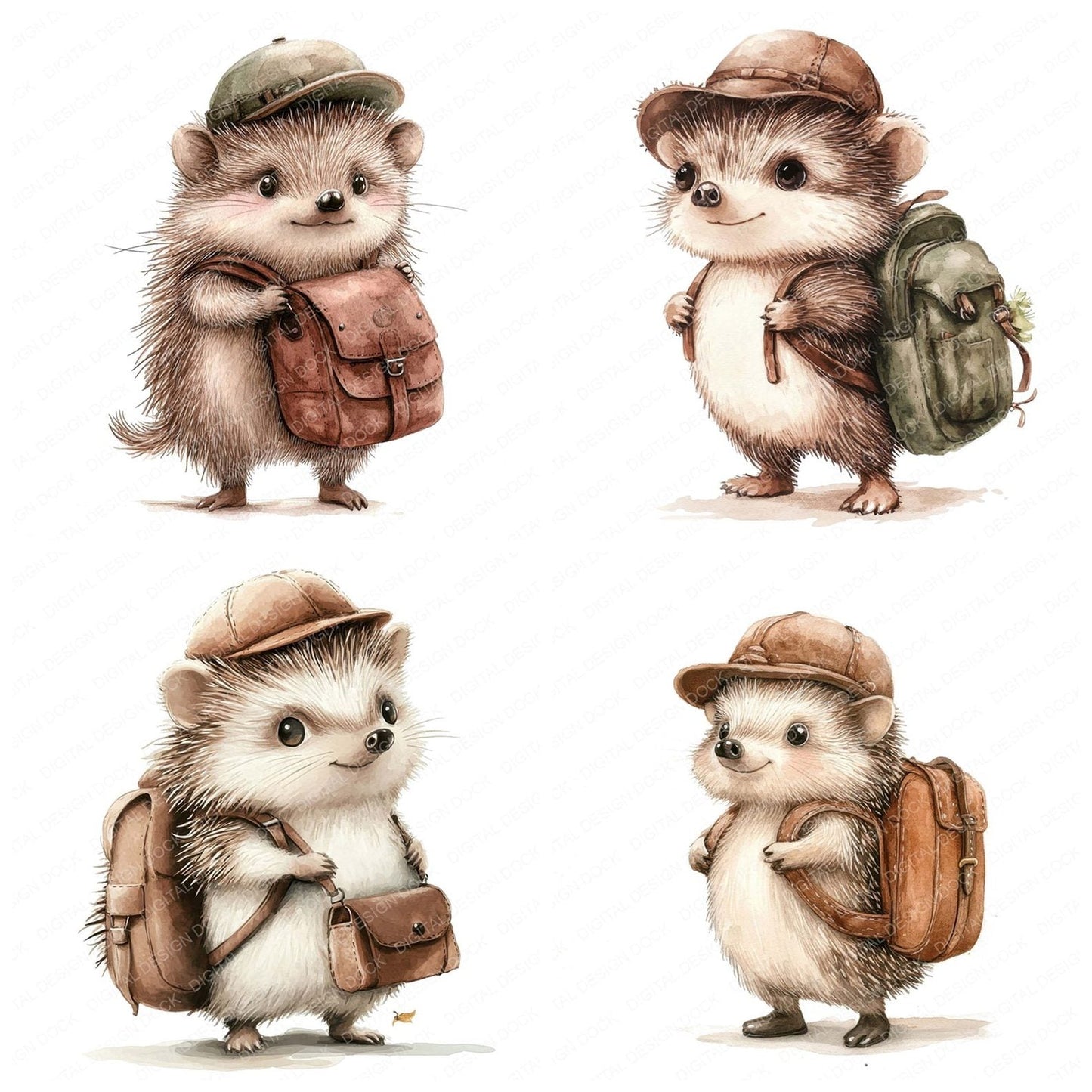 Hedgehog with Satchel Clipart Set (DDD005831)