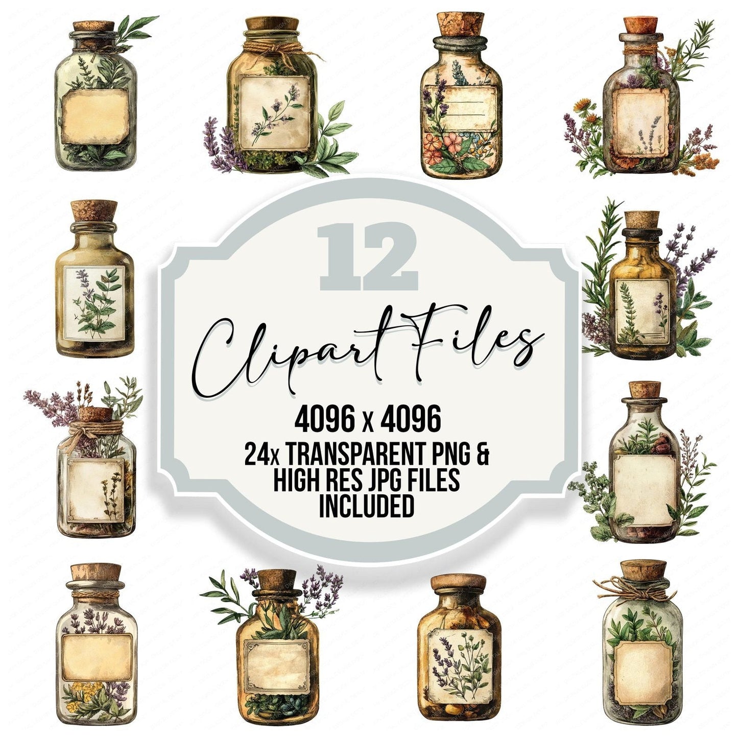 Herbal Apothecary Jar Clipart Set (DDD005833)