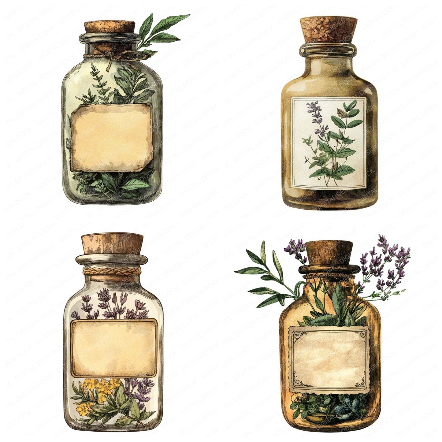 Herbal Apothecary Jar Clipart Set (DDD005833)