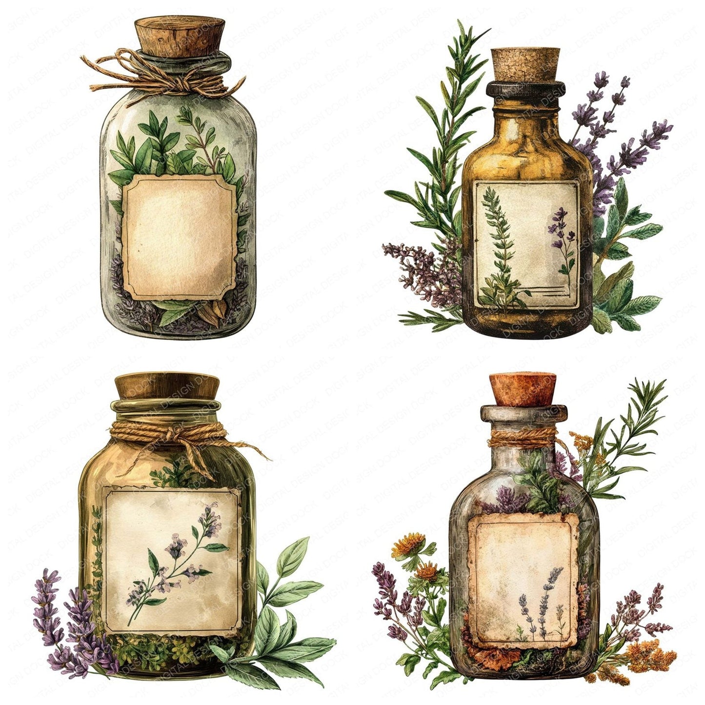 Herbal Apothecary Jar Clipart Set (DDD005833)