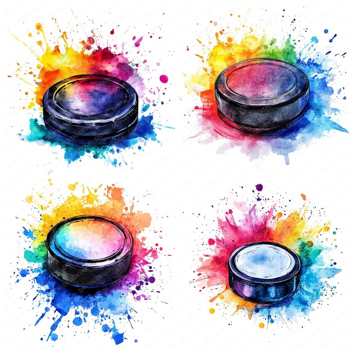 Hockey Puck Splash Clipart Set (DDD005841)