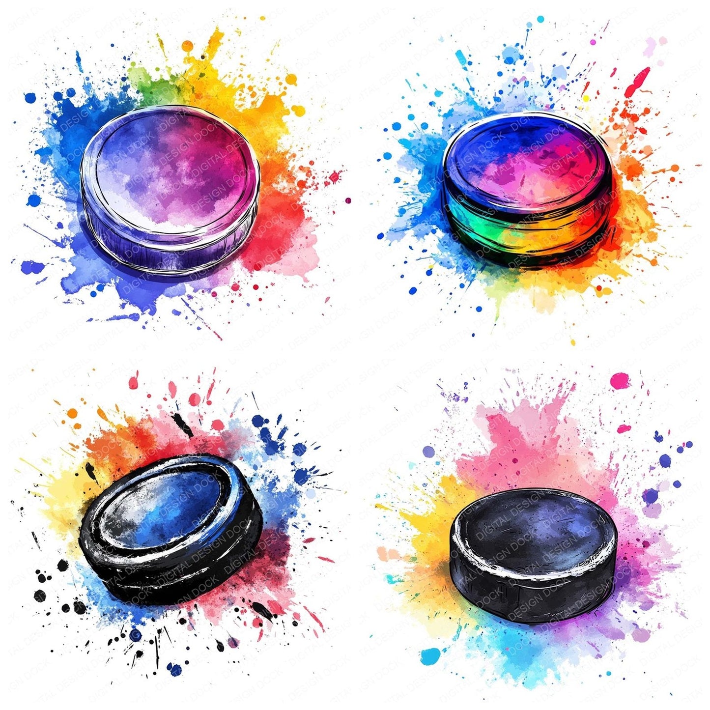 Hockey Puck Splash Clipart Set (DDD005841)