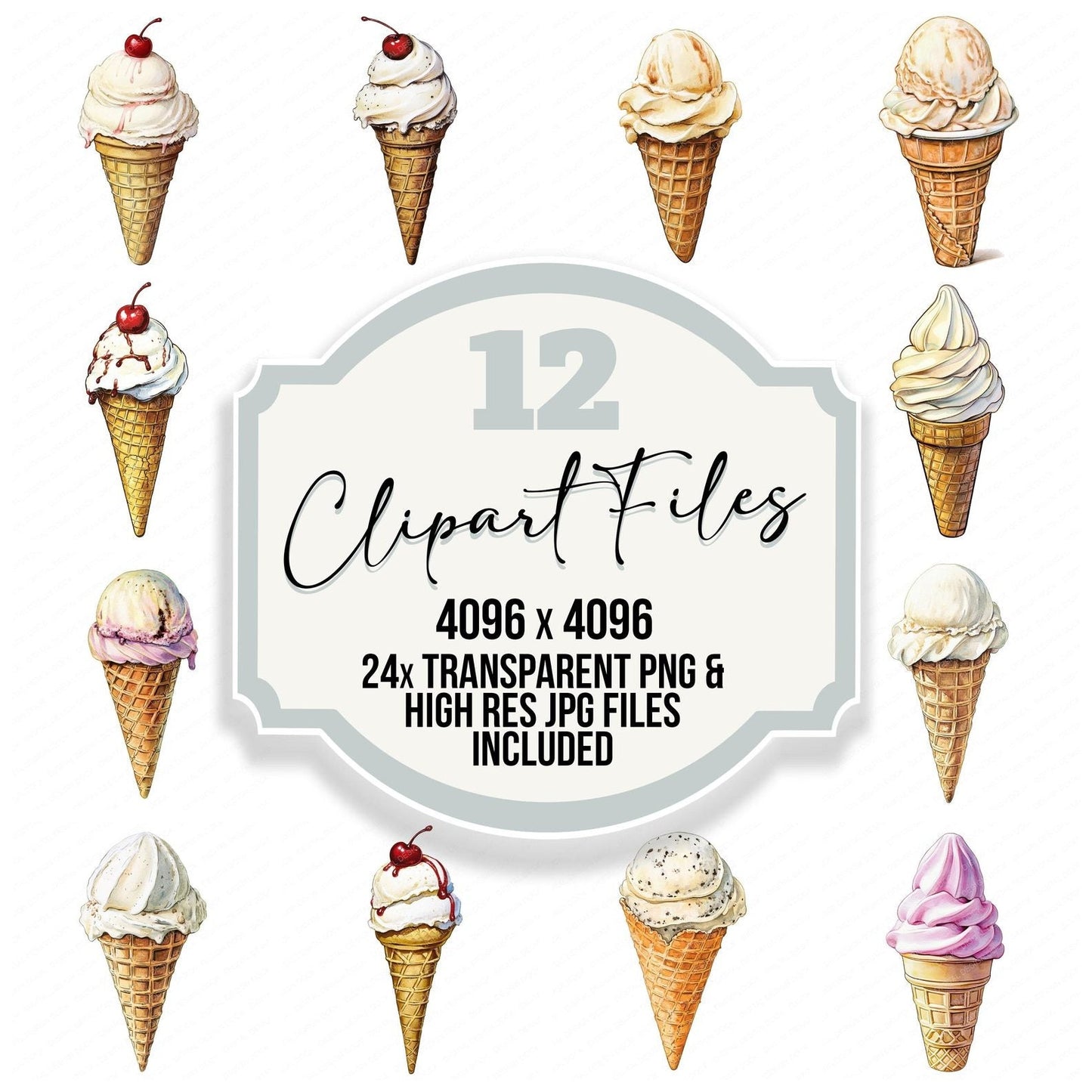 Ice Cream Cone Clipart Set (DDD005856)