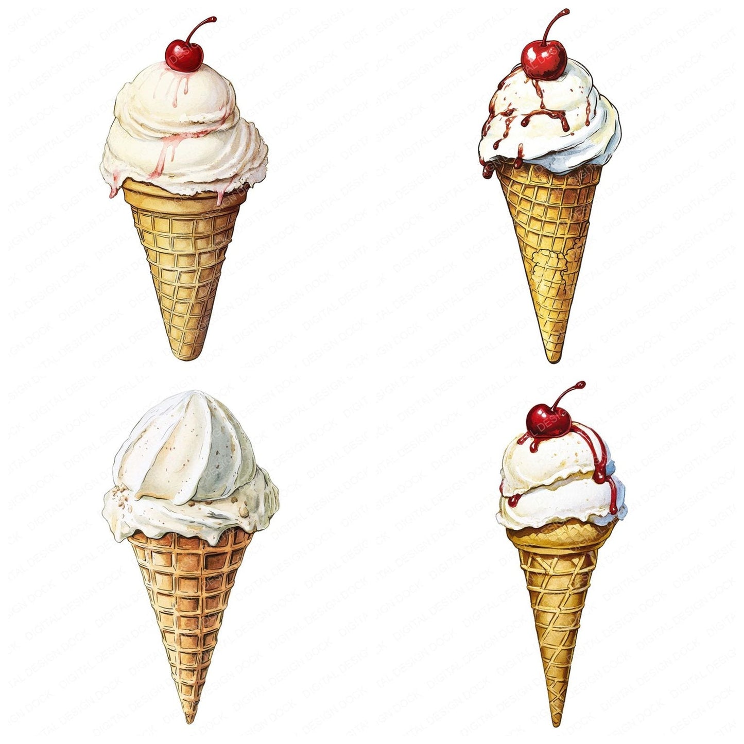 Ice Cream Cone Clipart Set (DDD005856)