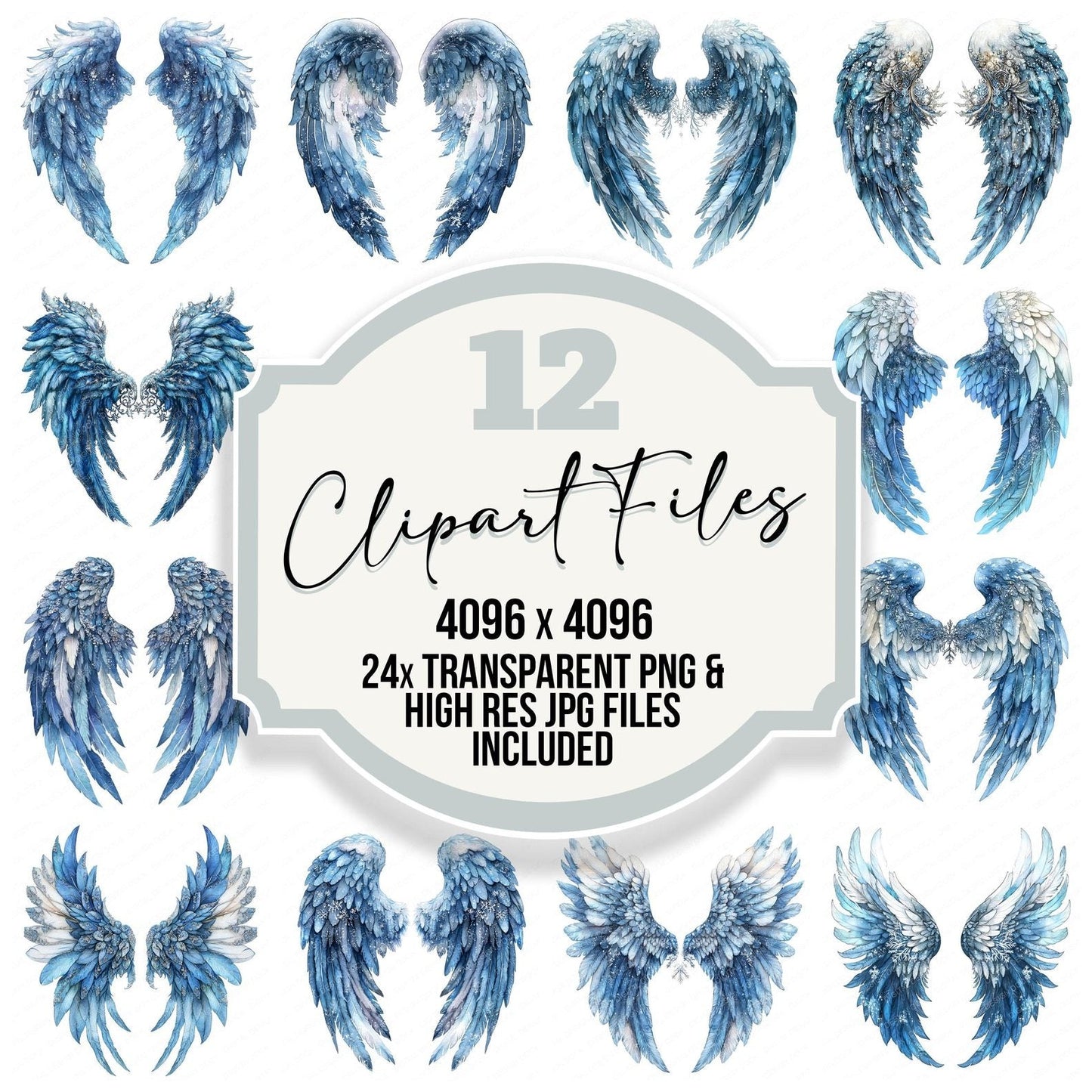 Icy Blue Angel Wings Clipart Set (DDD005860)