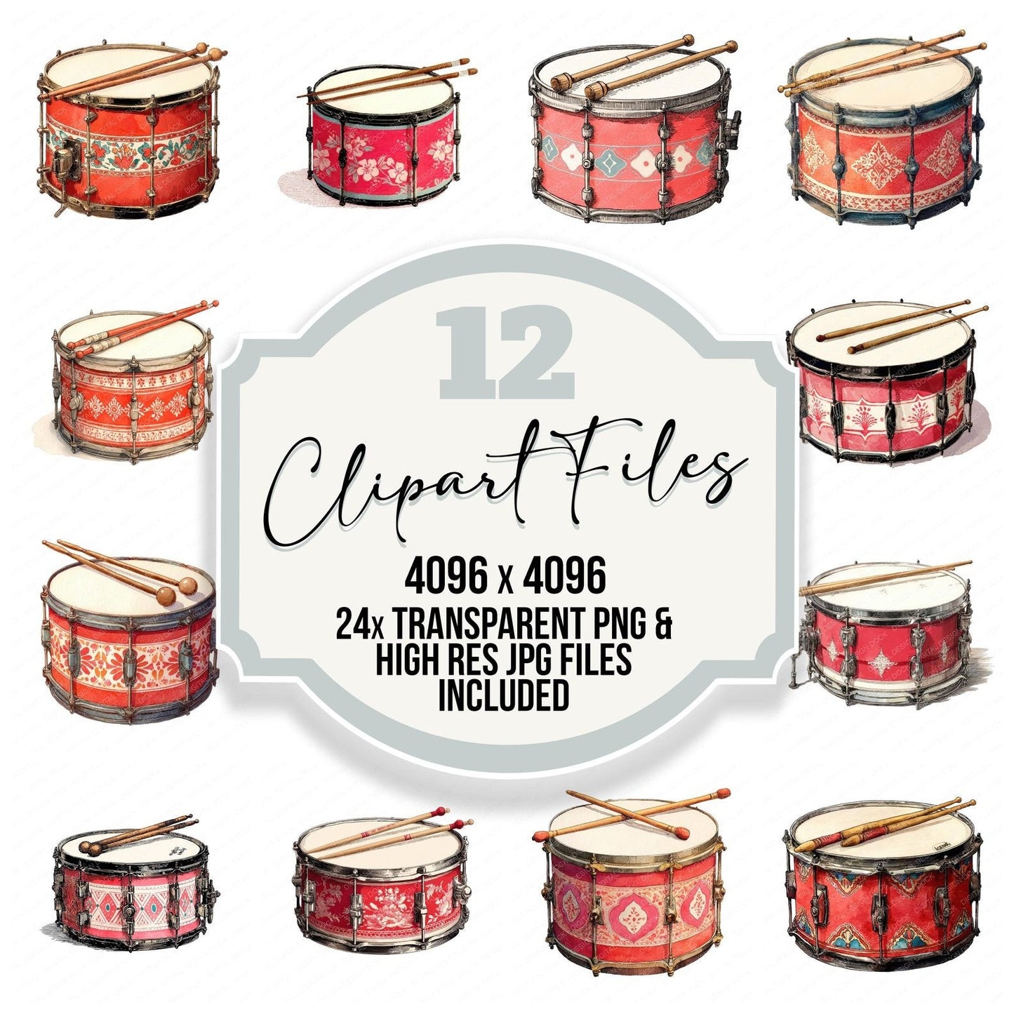 Illustrated Drum Clipart Set (DDD005867)