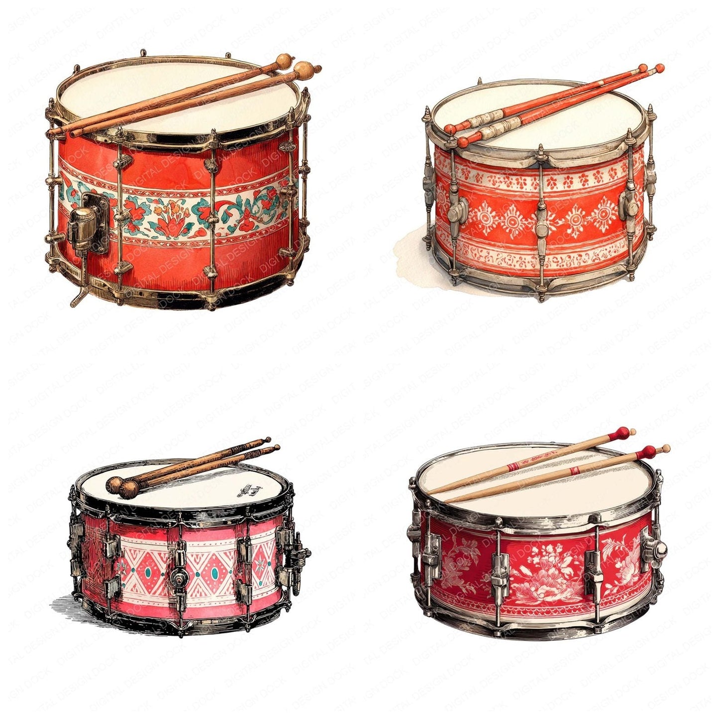 Illustrated Drum Clipart Set (DDD005867)