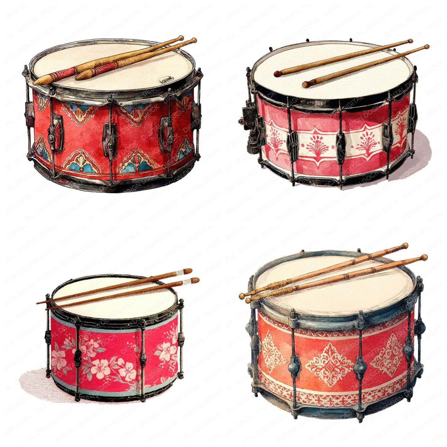 Illustrated Drum Clipart Set (DDD005867)