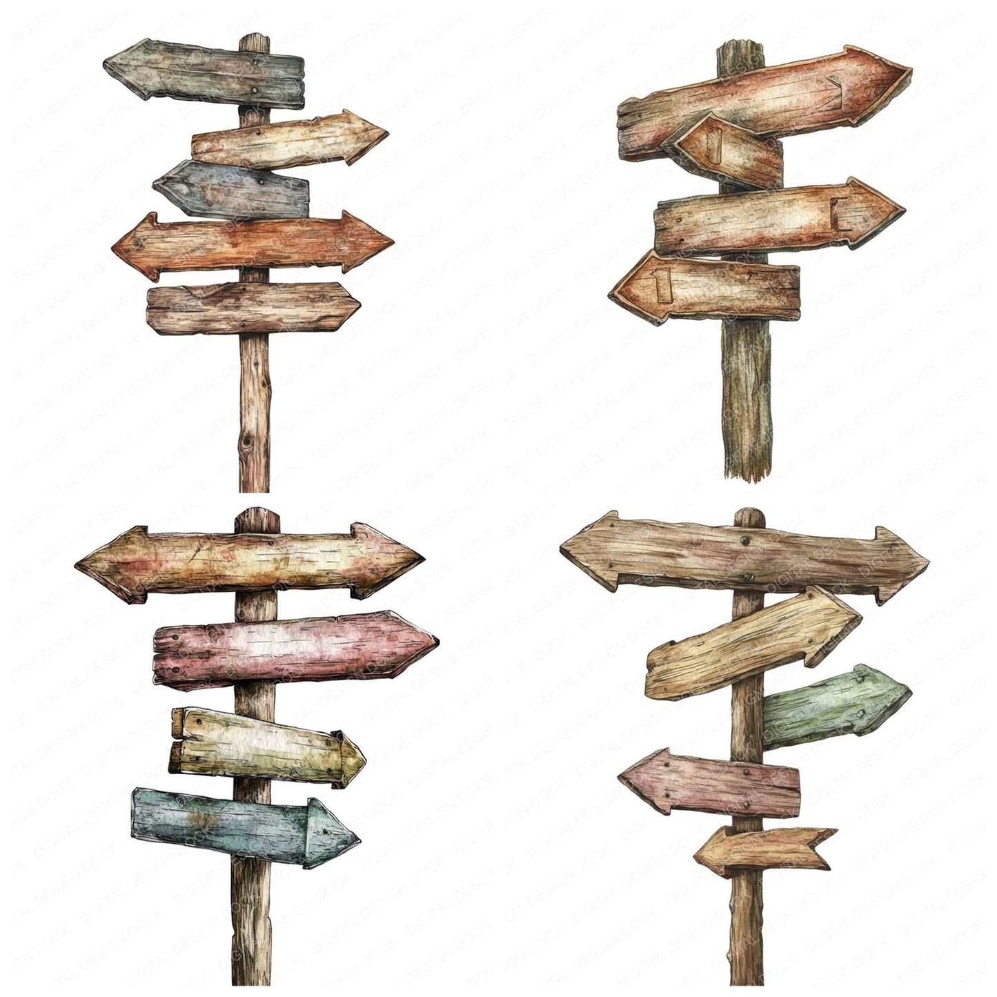 Imaginary Places Signpost Clipart Set (DDD005873)