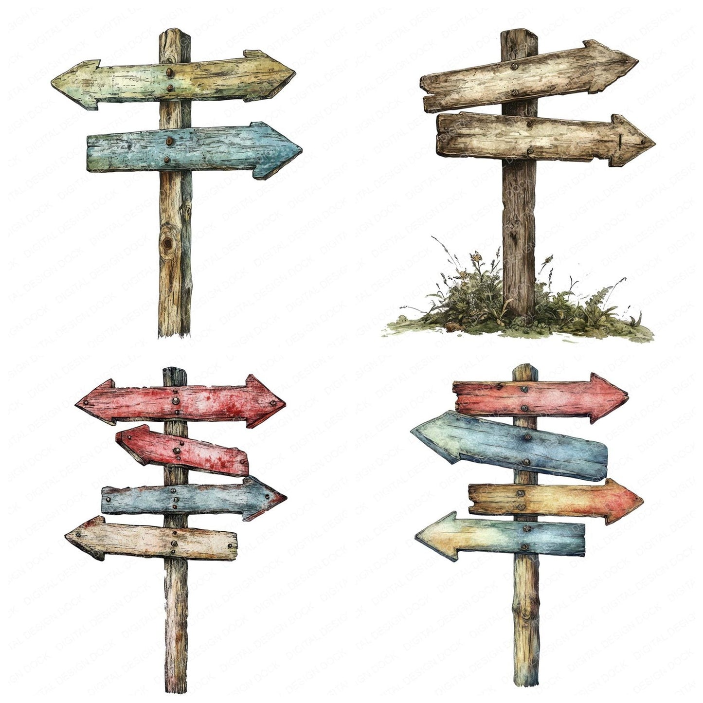 Imaginary Places Signpost Clipart Set (DDD005873)
