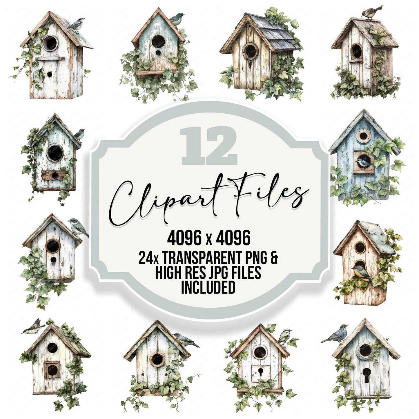 Ivy Covered Birdhouse Clipart Set (DDD005884)