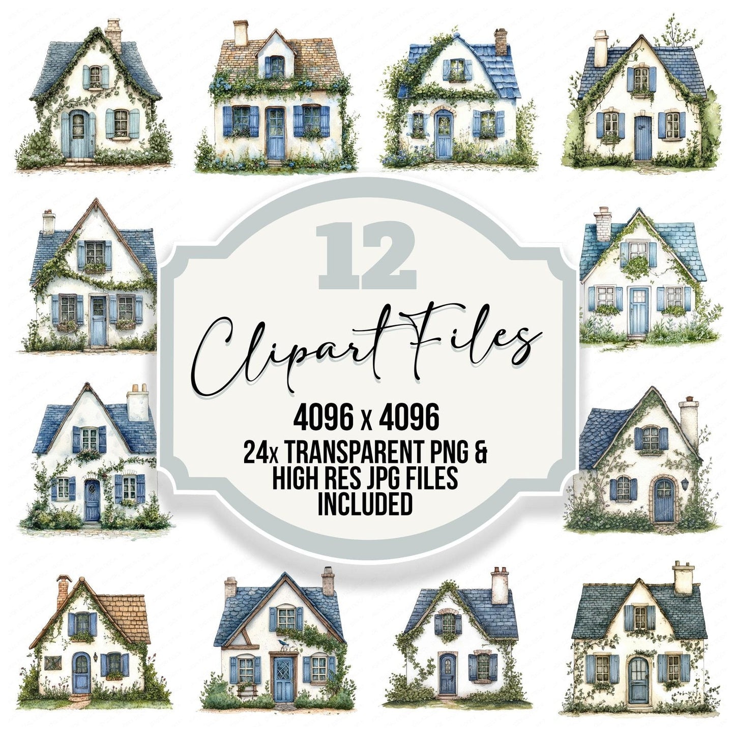 Ivy Roof Cottage Clipart Set (DDD005886)