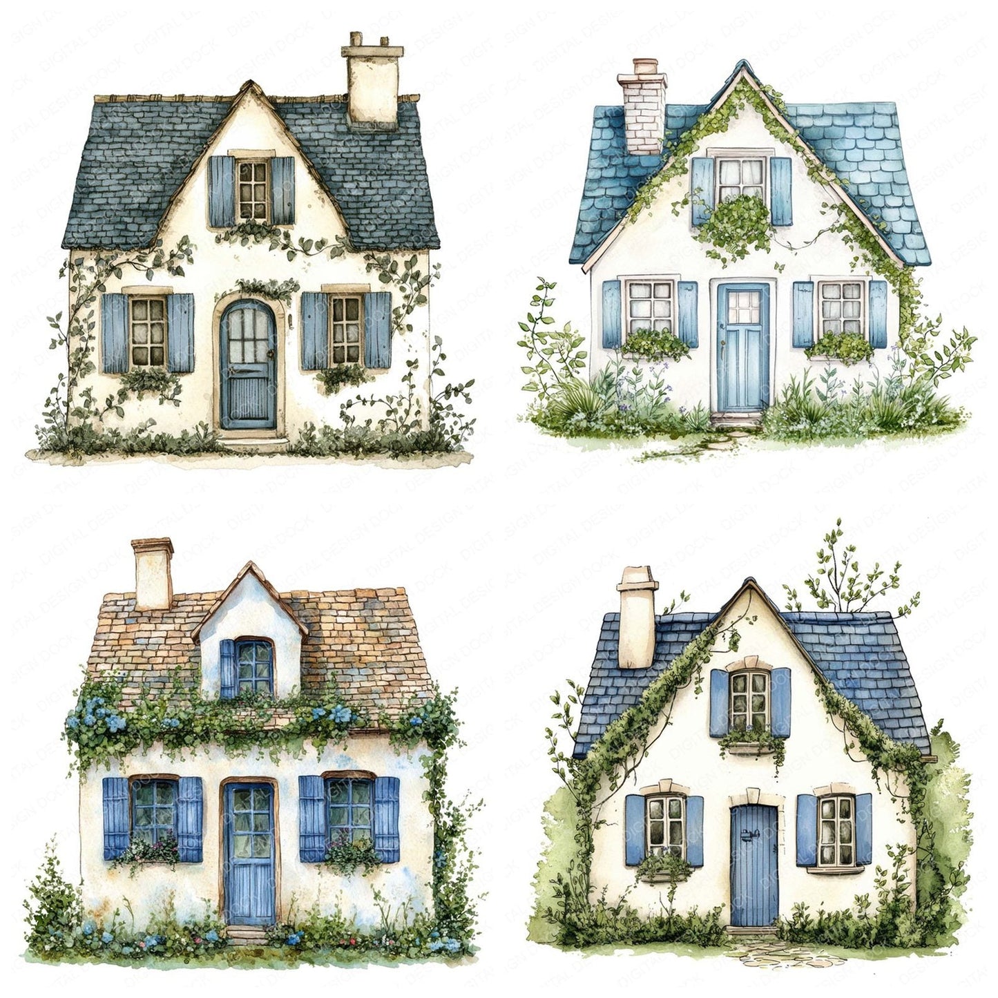 Ivy Roof Cottage Clipart Set (DDD005886)