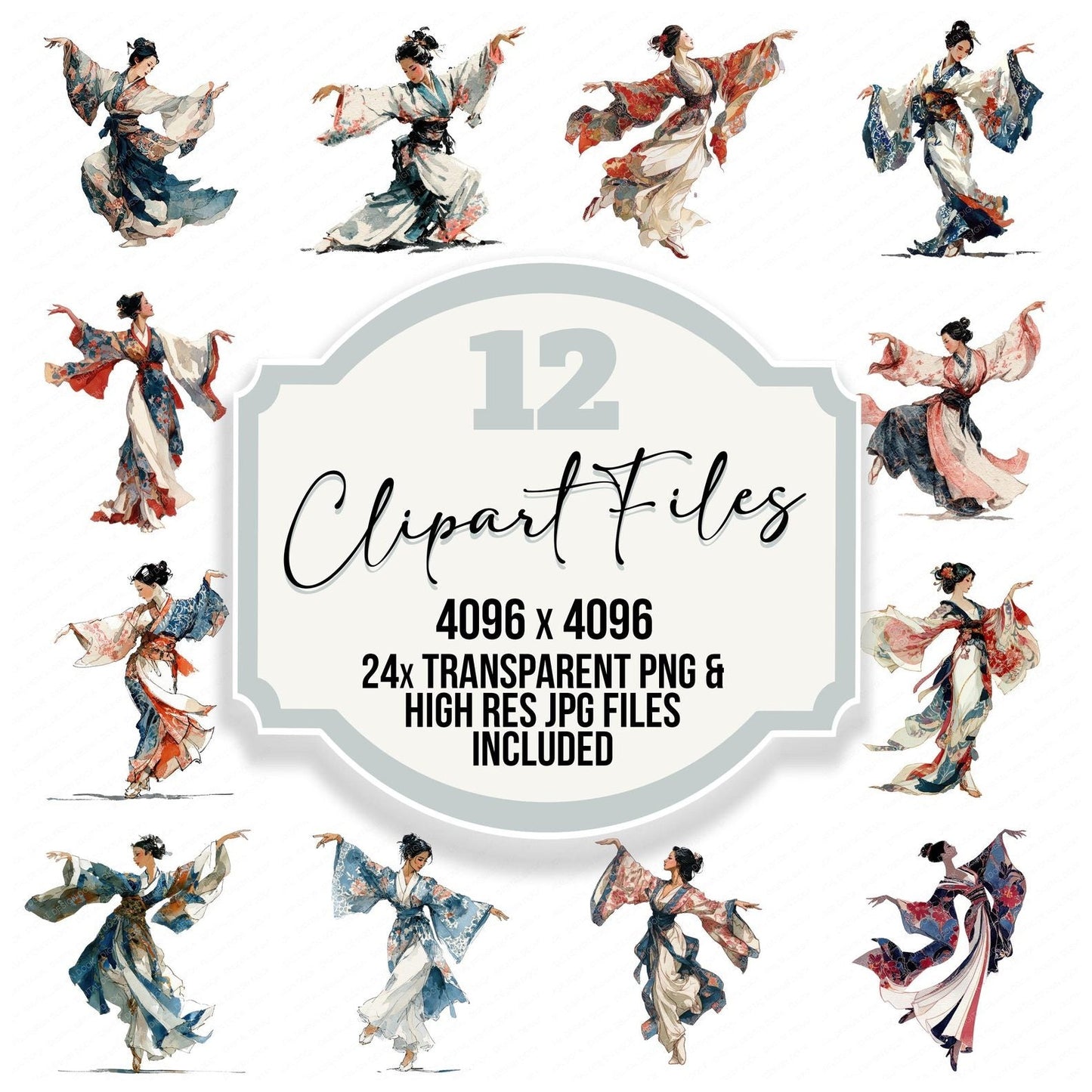 Japanese Dance Woman Clipart Set (DDD005887)