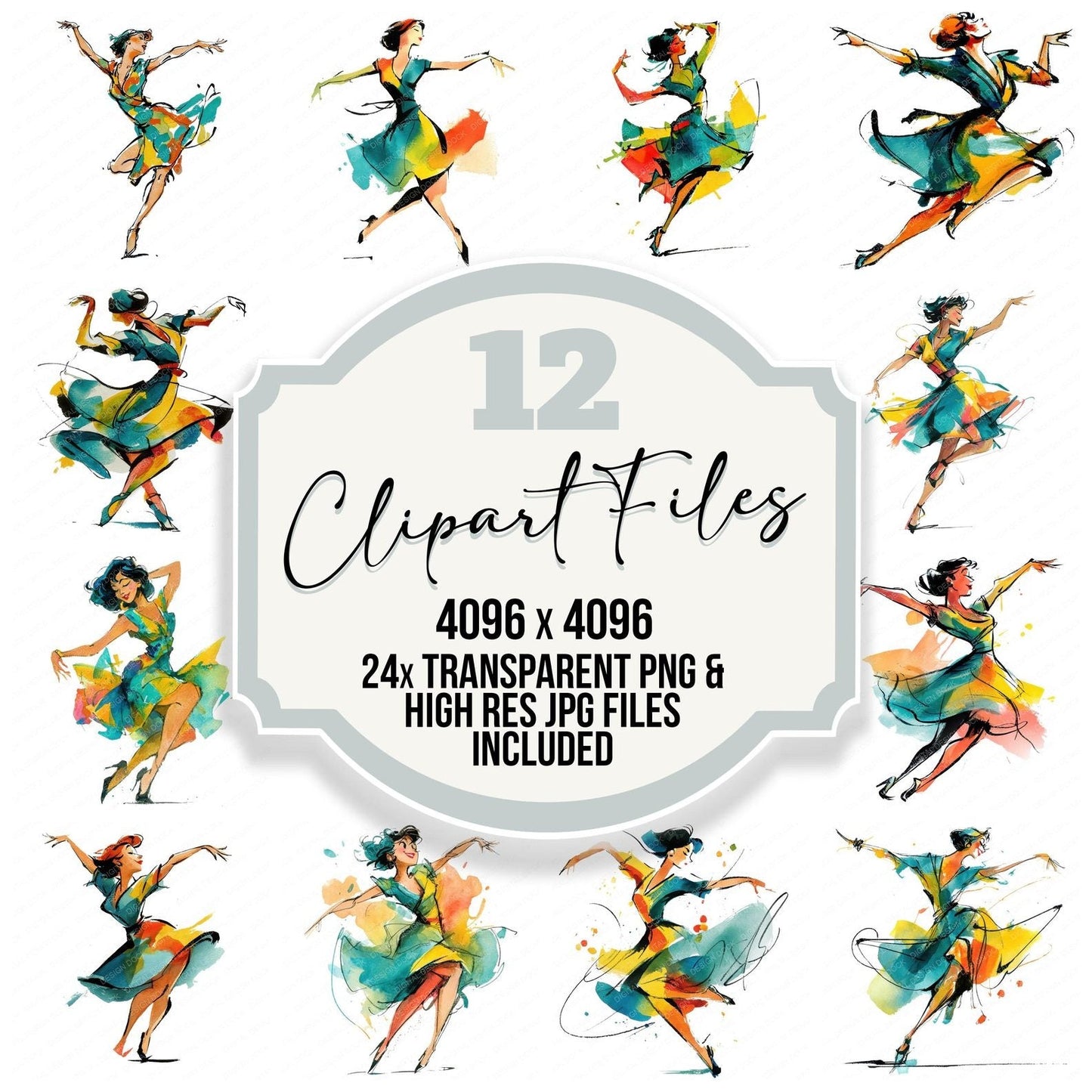 Jazz Swing Dancer Clipart Set (DDD005893)