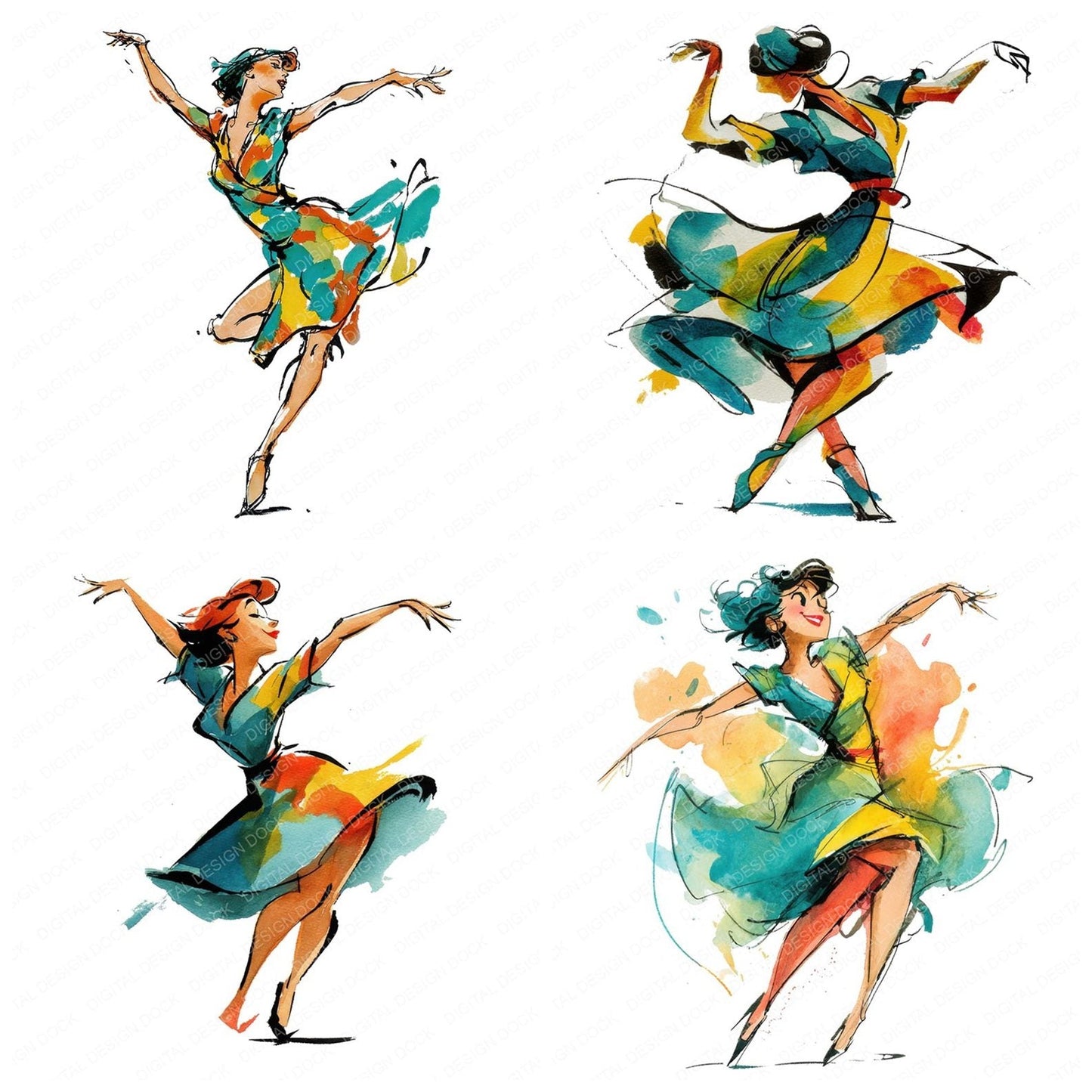 Jazz Swing Dancer Clipart Set (DDD005893)