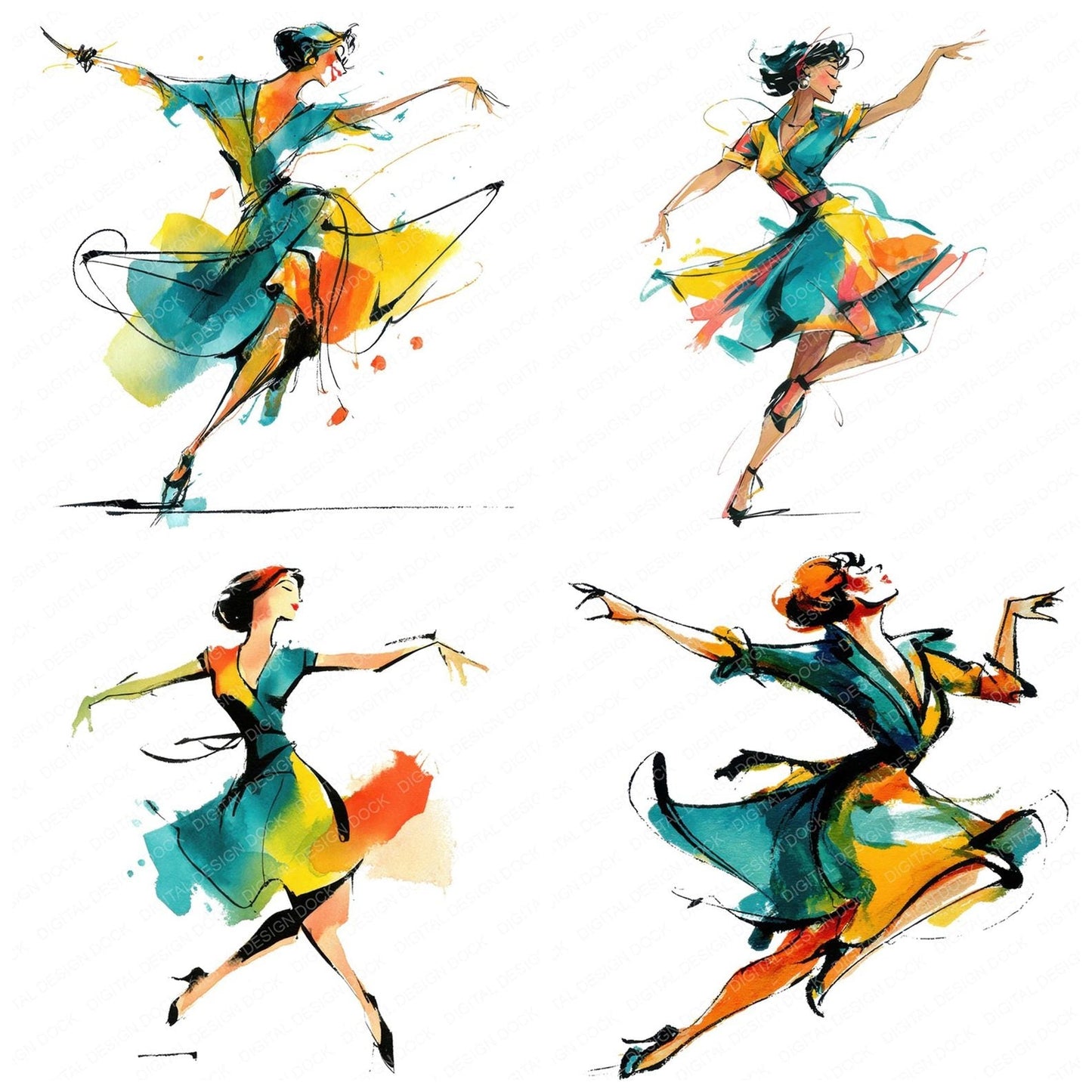 Jazz Swing Dancer Clipart Set (DDD005893)