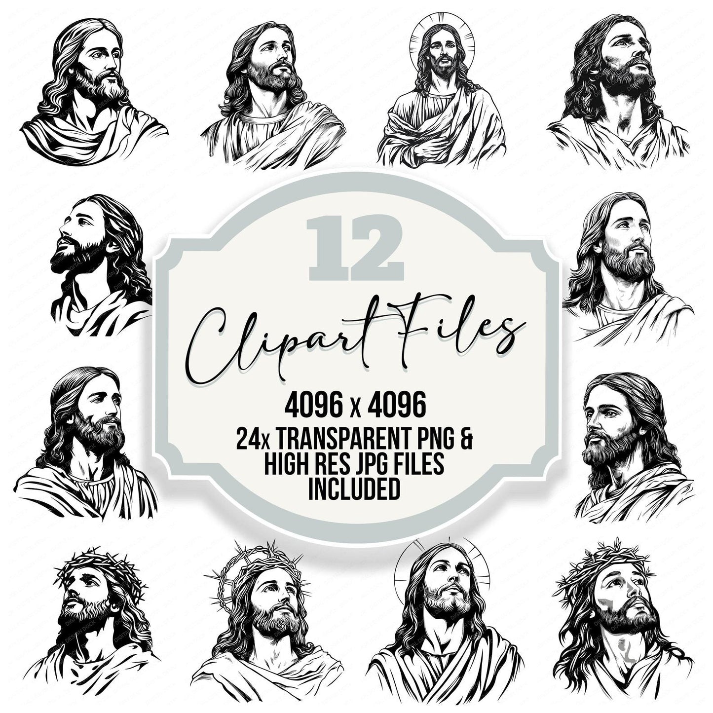 Jesus Christ Coloring Page Clipart Set (DDD005894)