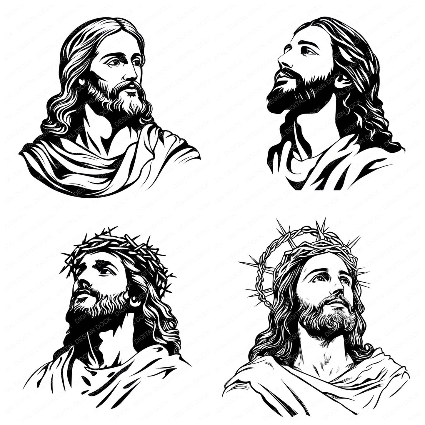 Jesus Christ Coloring Page Clipart Set (DDD005894)
