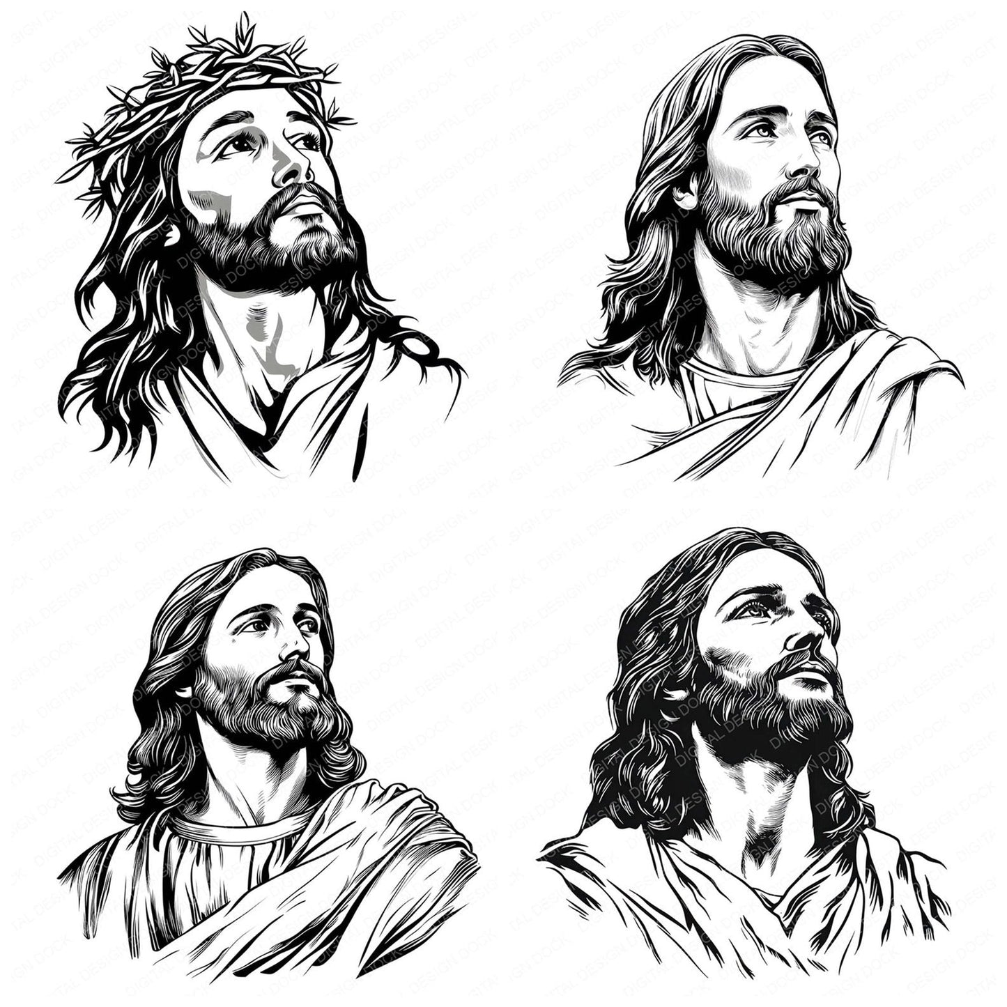 Jesus Christ Coloring Page Clipart Set (DDD005894)
