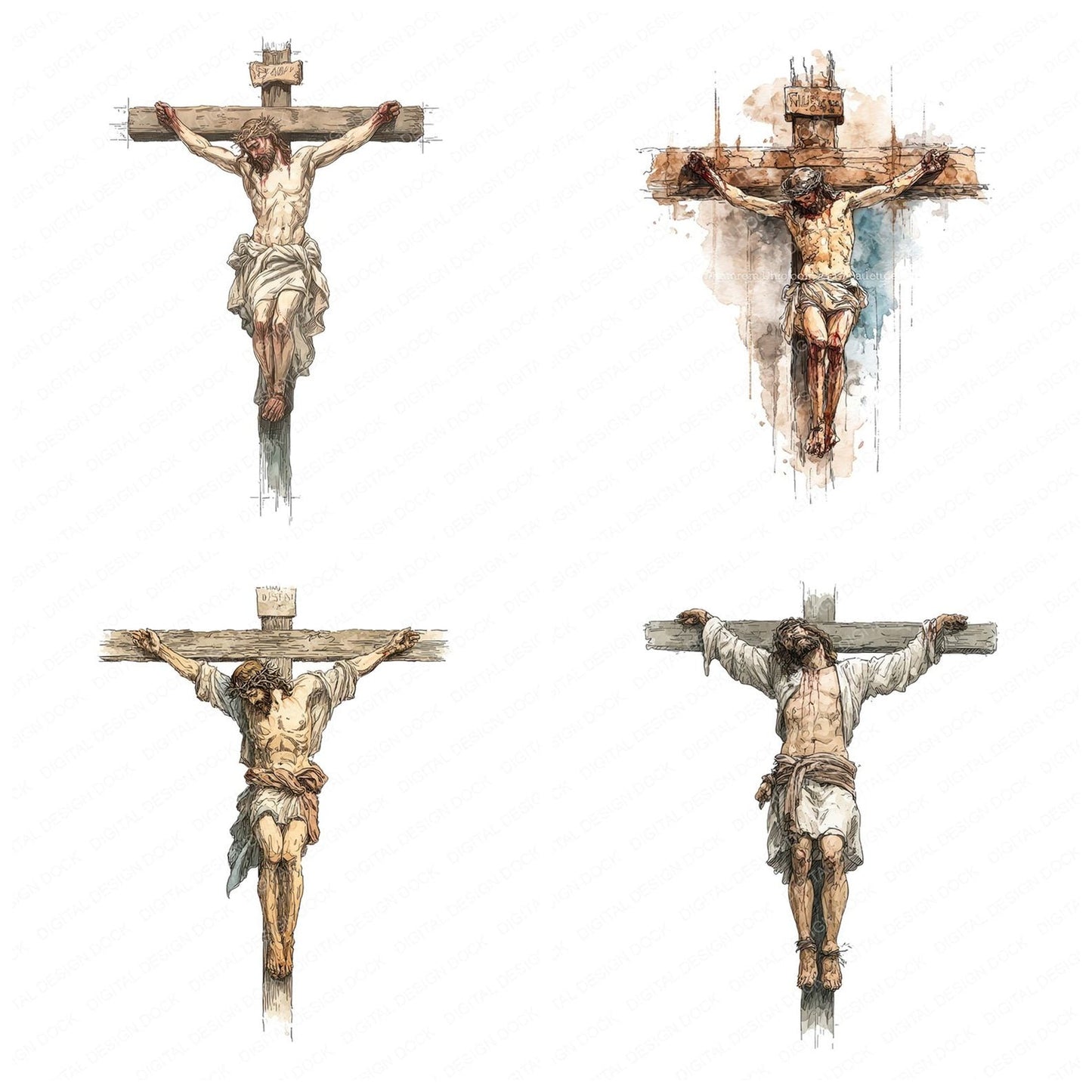 Jesus Christ Cross Clipart Set (DDD005895)