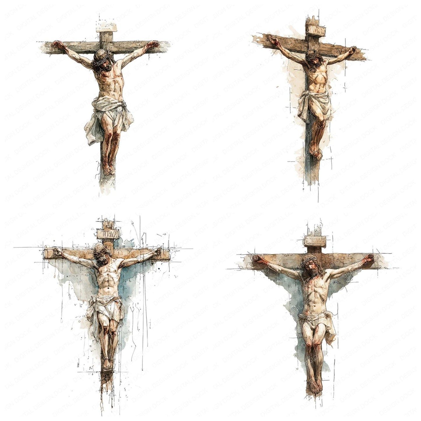 Jesus Christ Cross Clipart Set (DDD005895)