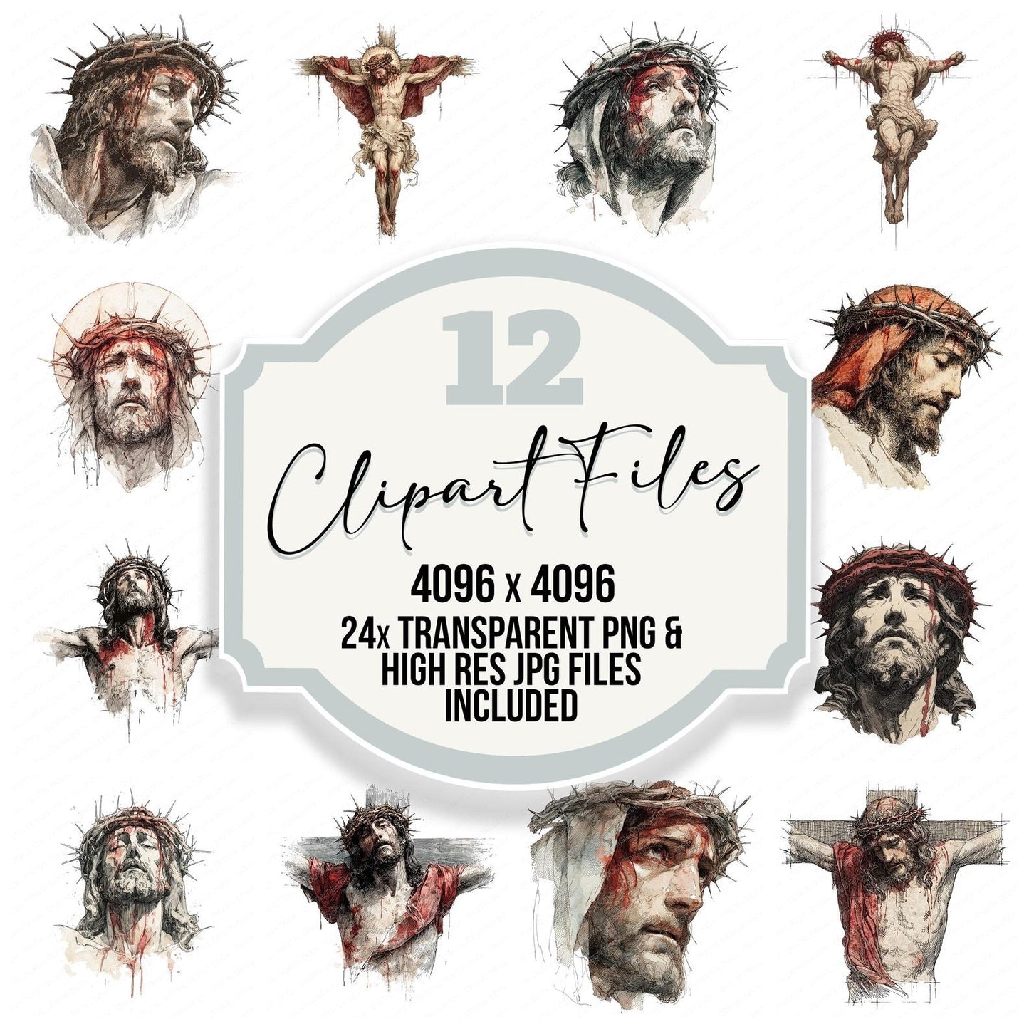 Jesus Crown Cross Clipart Set (DDD005900)