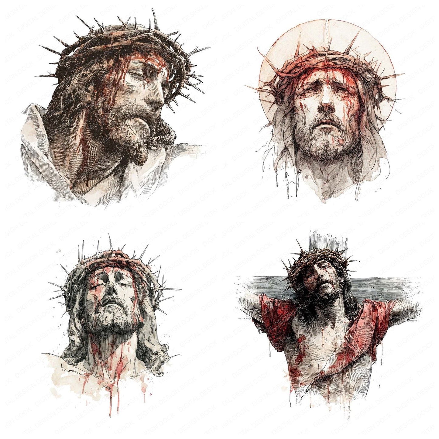 Jesus Crown Cross Clipart Set (DDD005900)