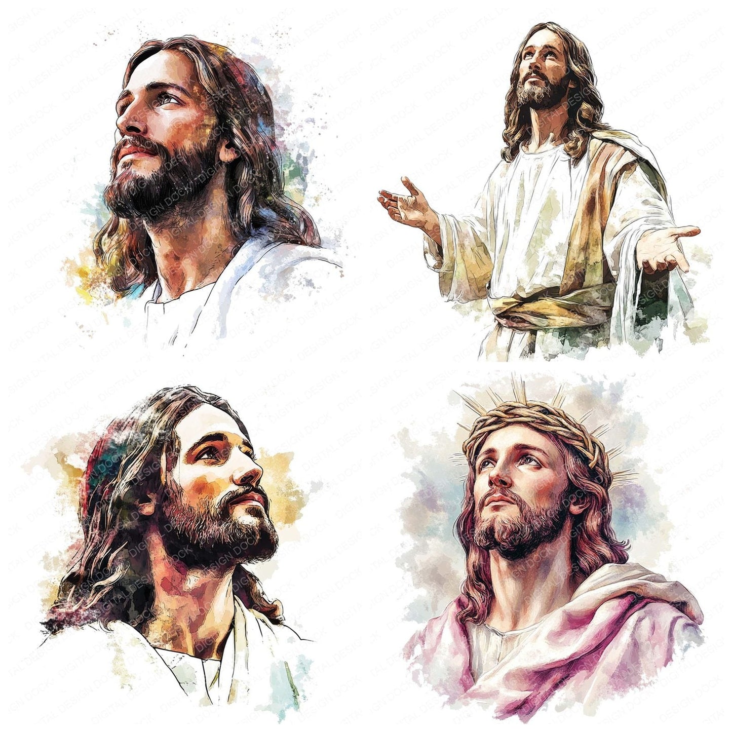 Jesus Vintage Watercolour Clipart Set (DDD005904)