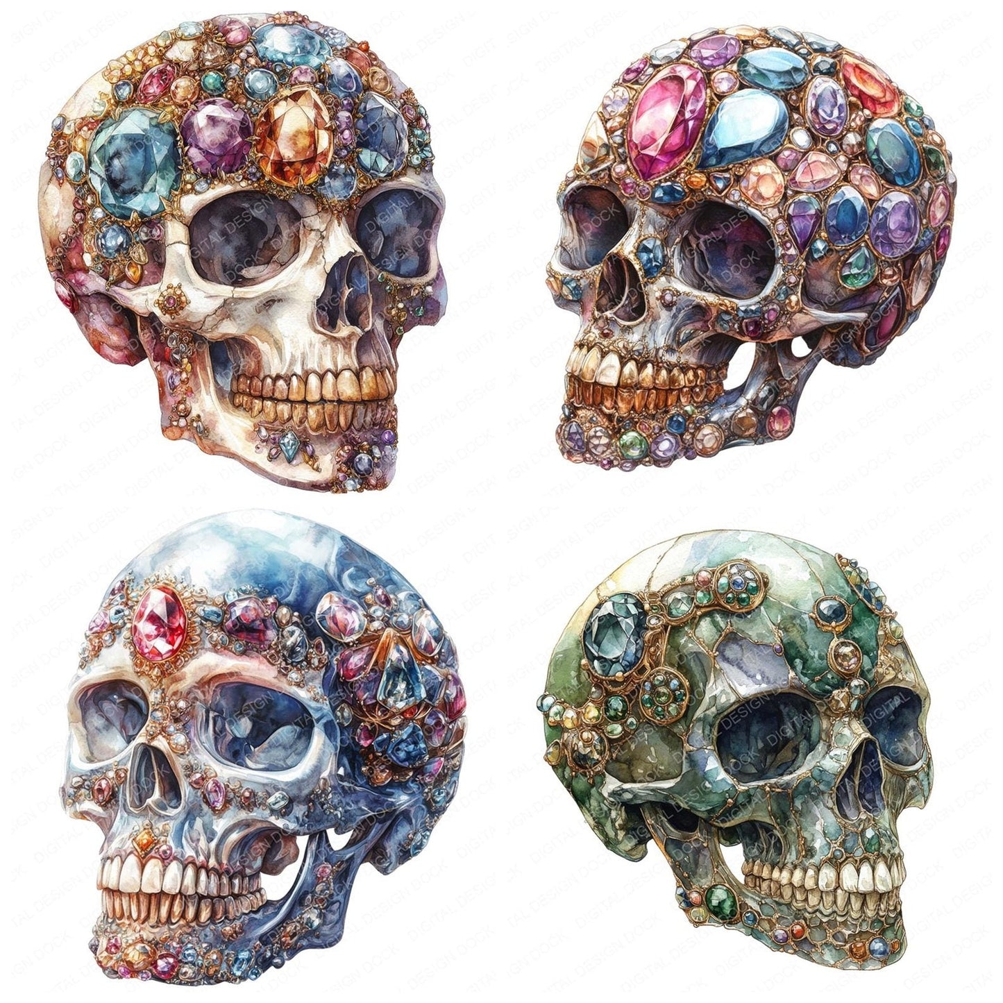 Jewelled Skull Clipart Set (DDD005907)