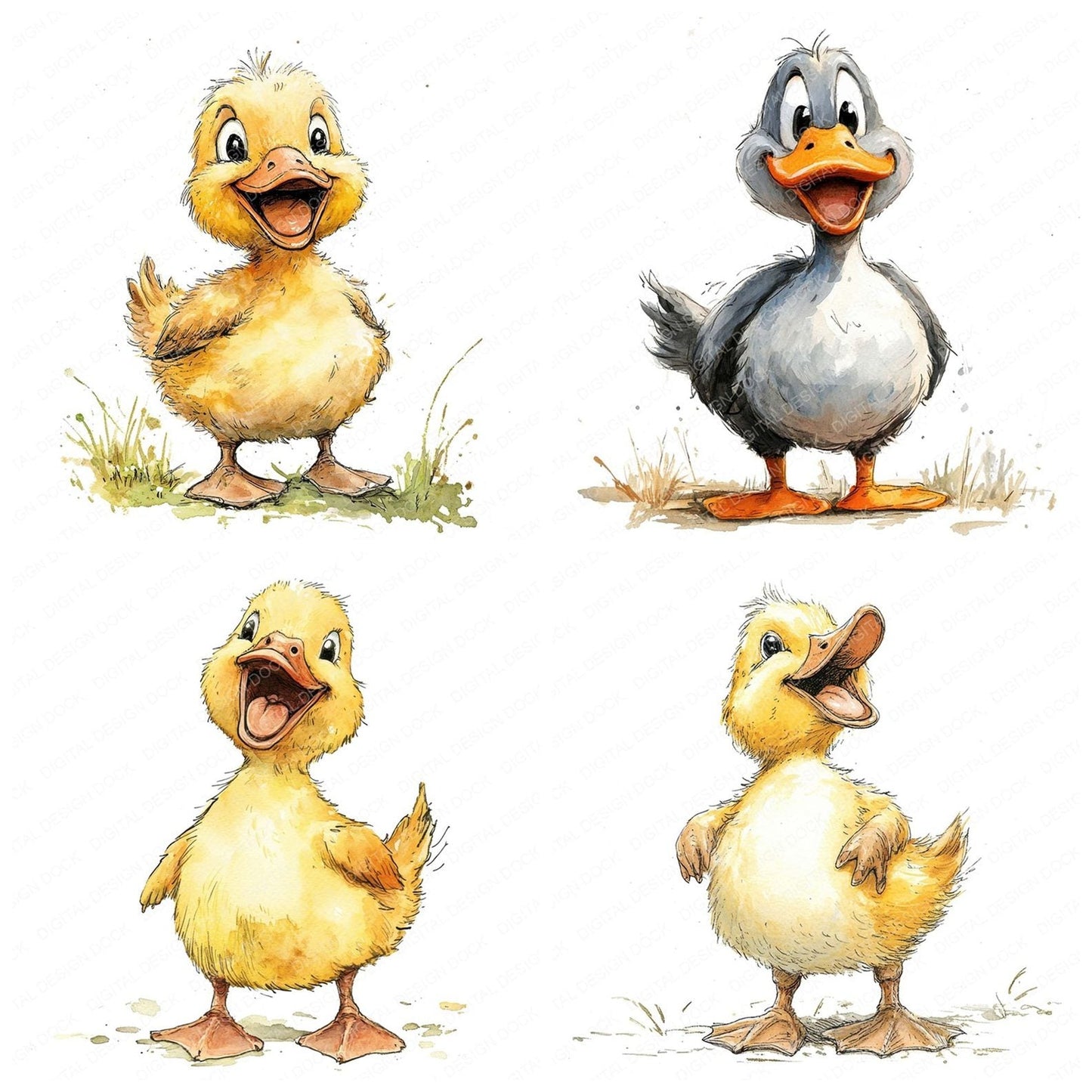 Jolly Duck Character Clipart Set (DDD005908)