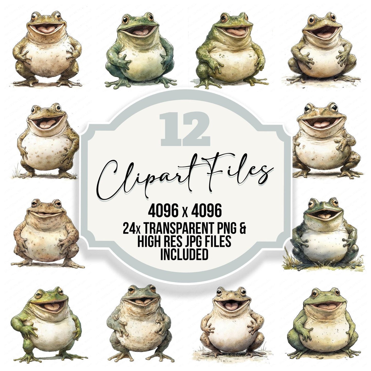 Jolly Fat Frog Character Clipart Set (DDD005909)