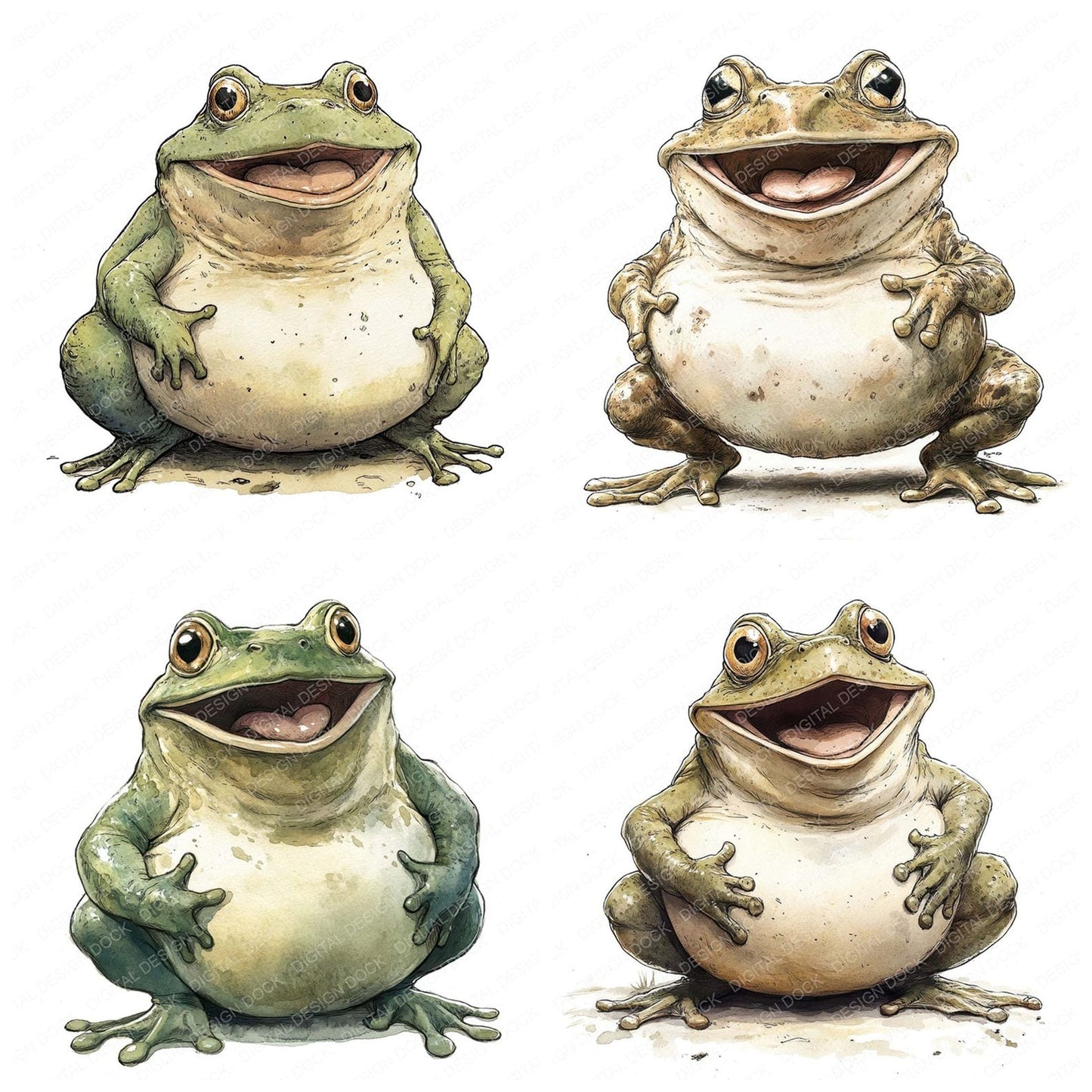 Jolly Fat Frog Character Clipart Set (DDD005909)