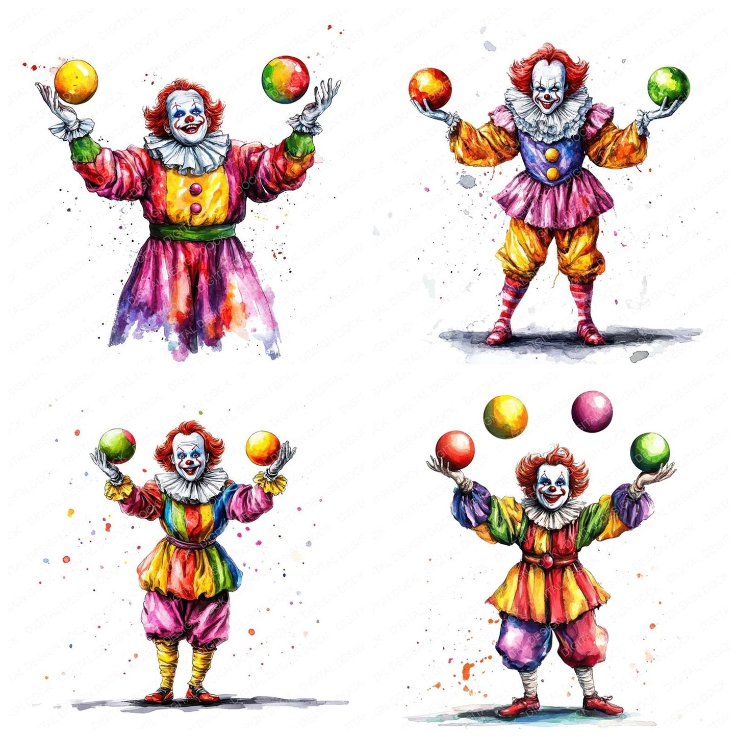 Juggling Clown Clipart Set (DDD005911)