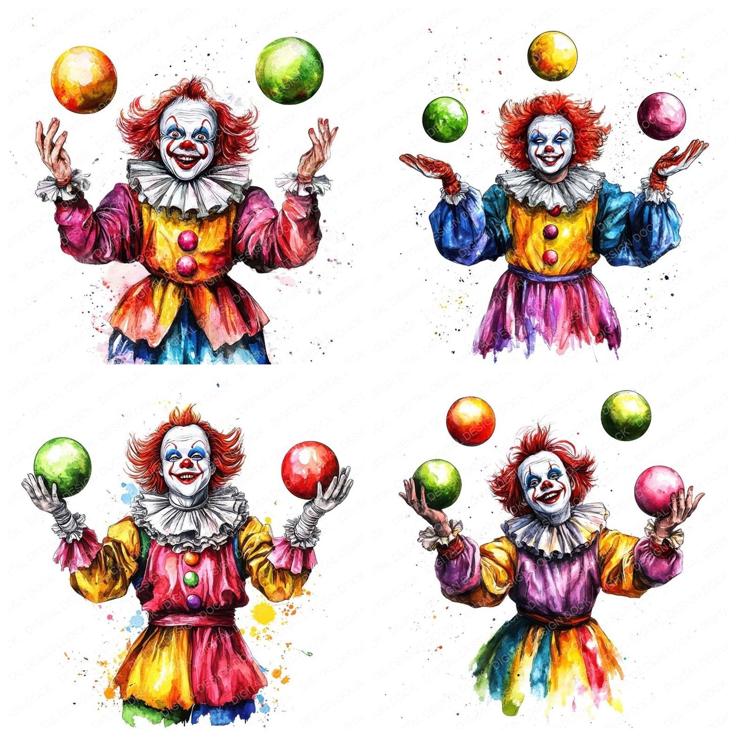 Juggling Clown Clipart Set (DDD005911)