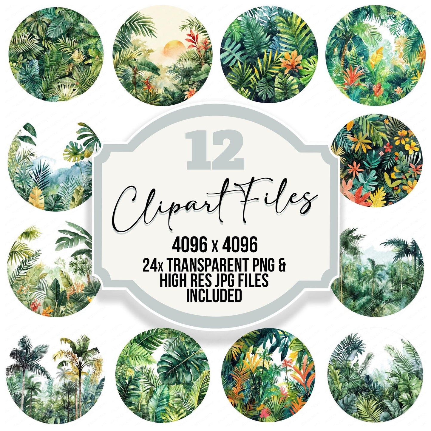 Jungle World Round Design Clipart Set (DDD005912)
