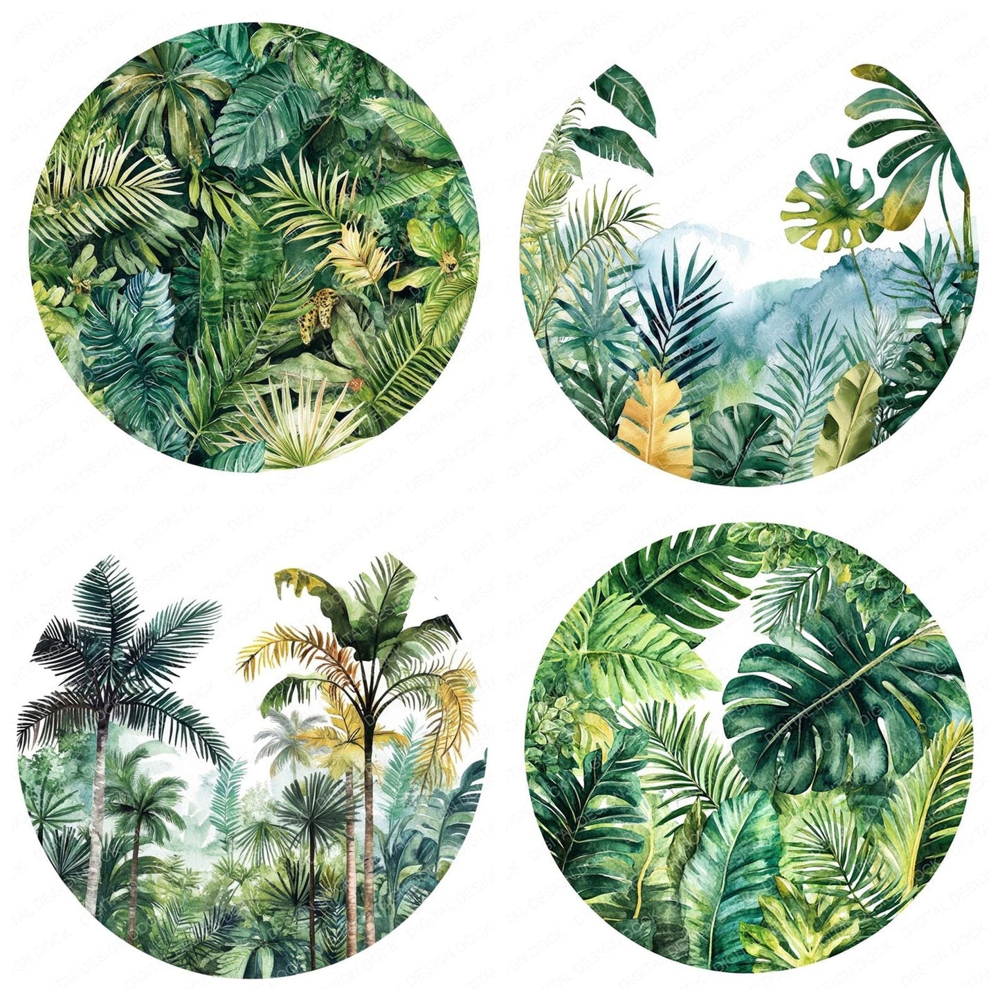 Jungle World Round Design Clipart Set (DDD005912)