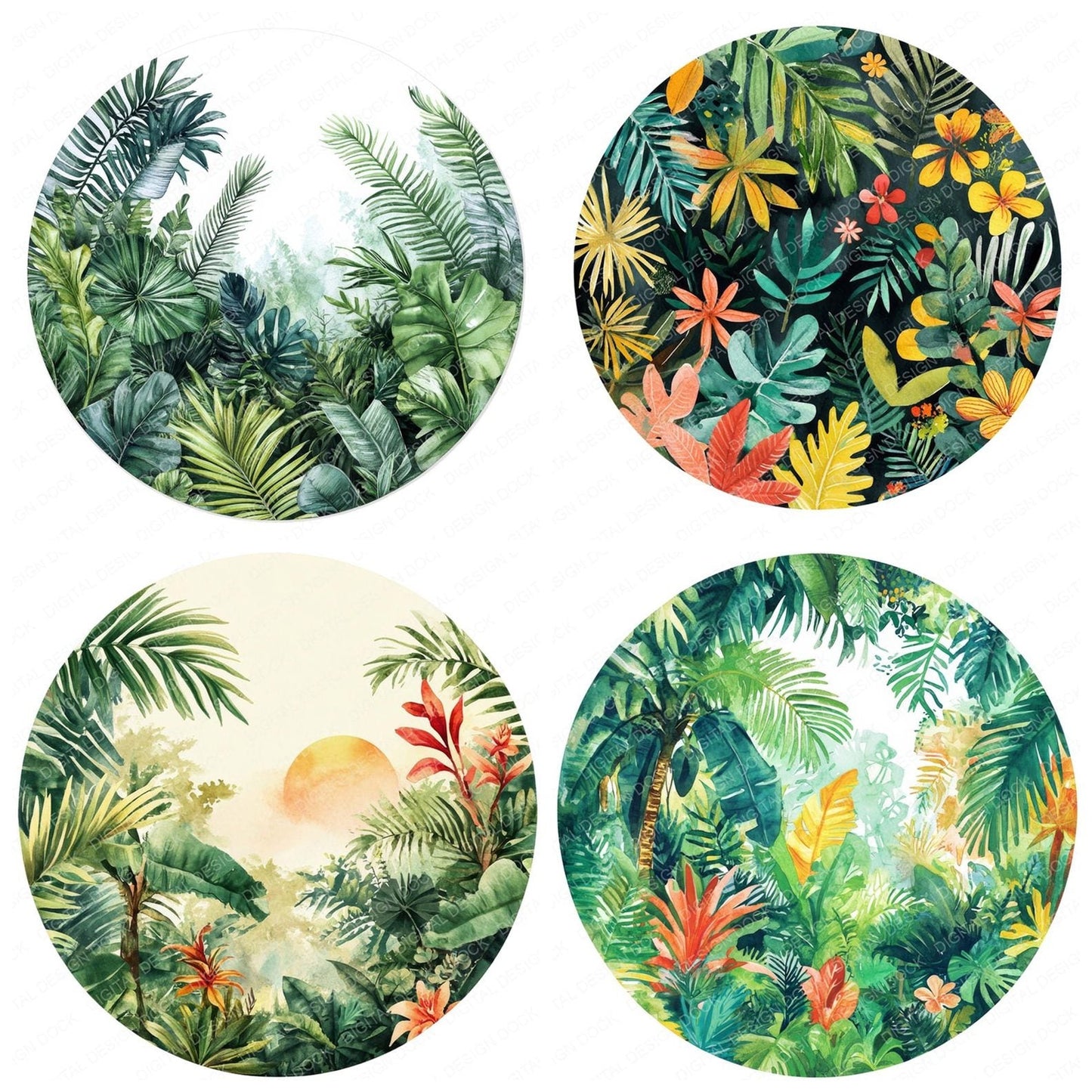 Jungle World Round Design Clipart Set (DDD005912)