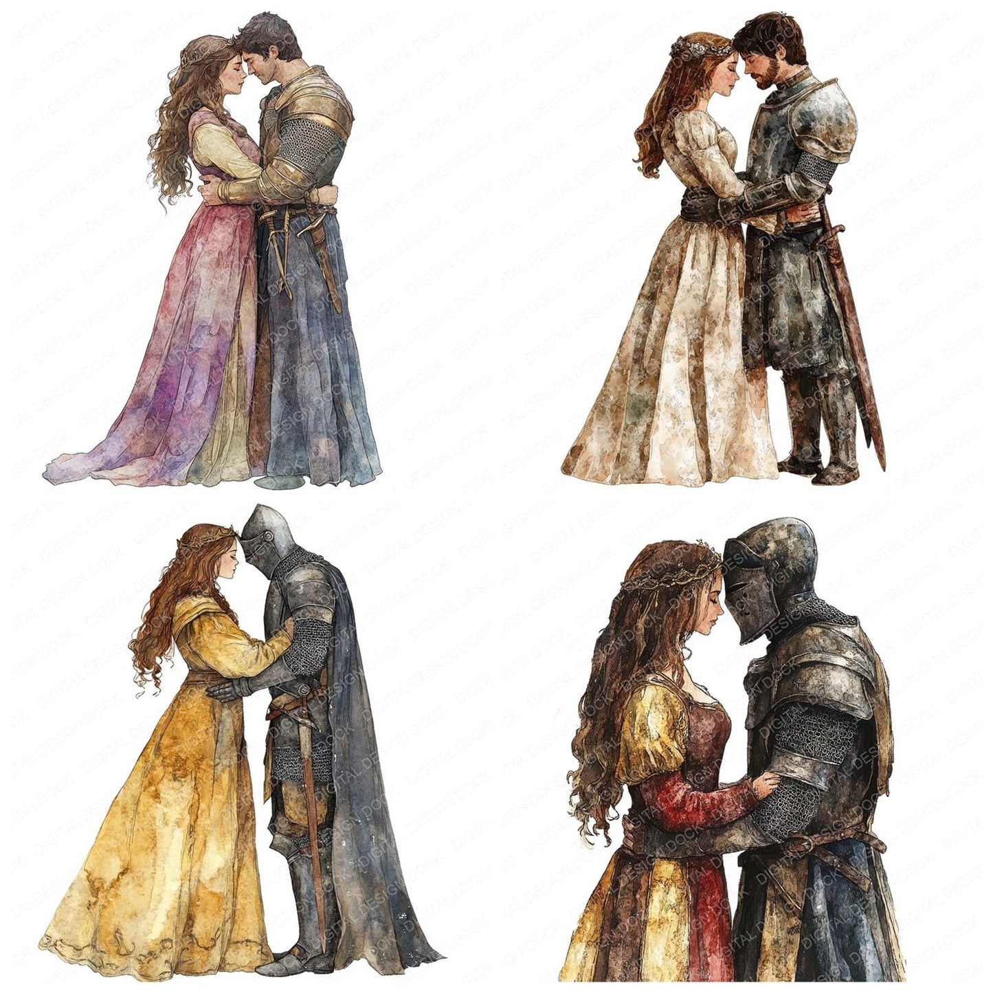 Knight and his Princess Clipart Set (DDD005923)