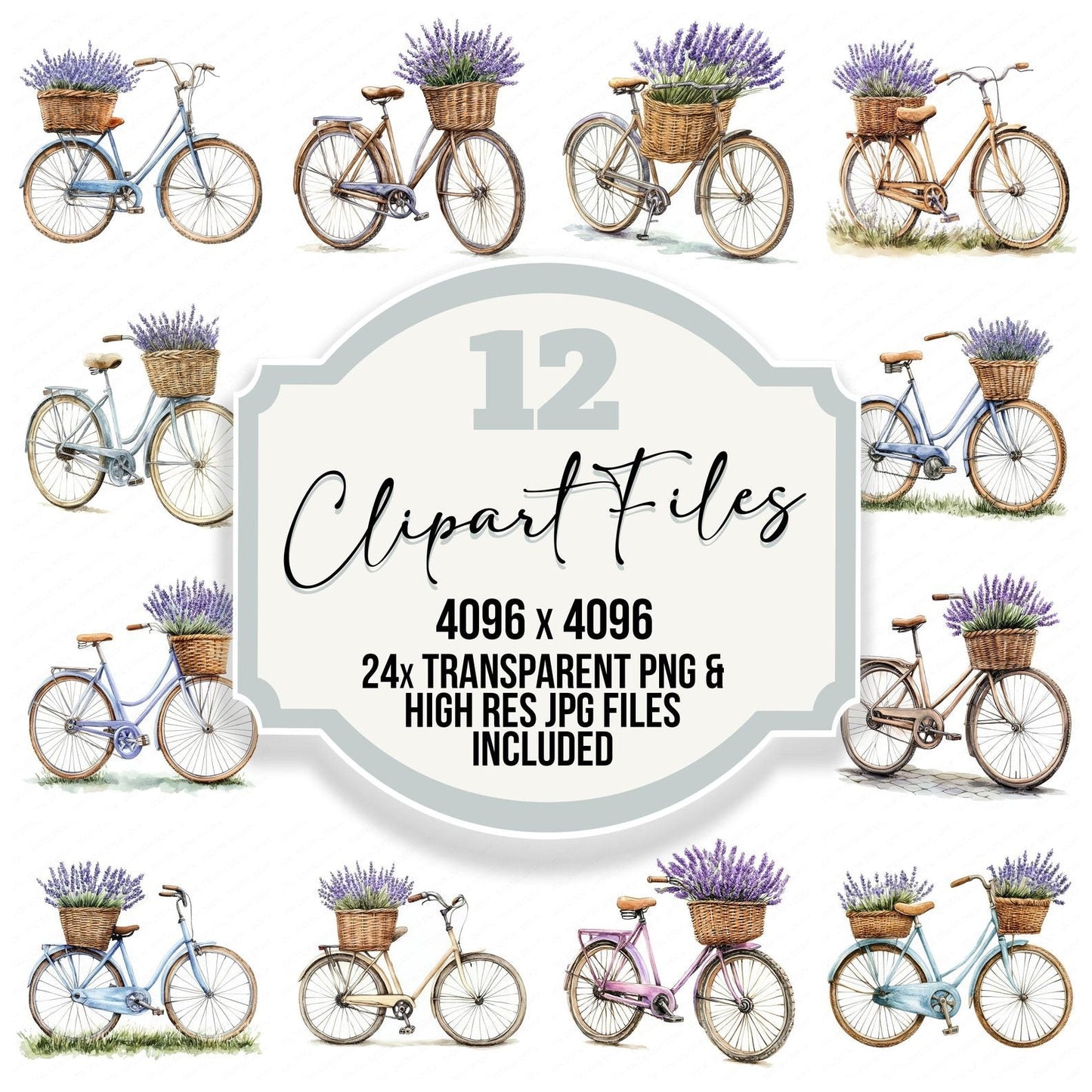 Lavender Basket Bicycle Clipart Set (DDD005950)