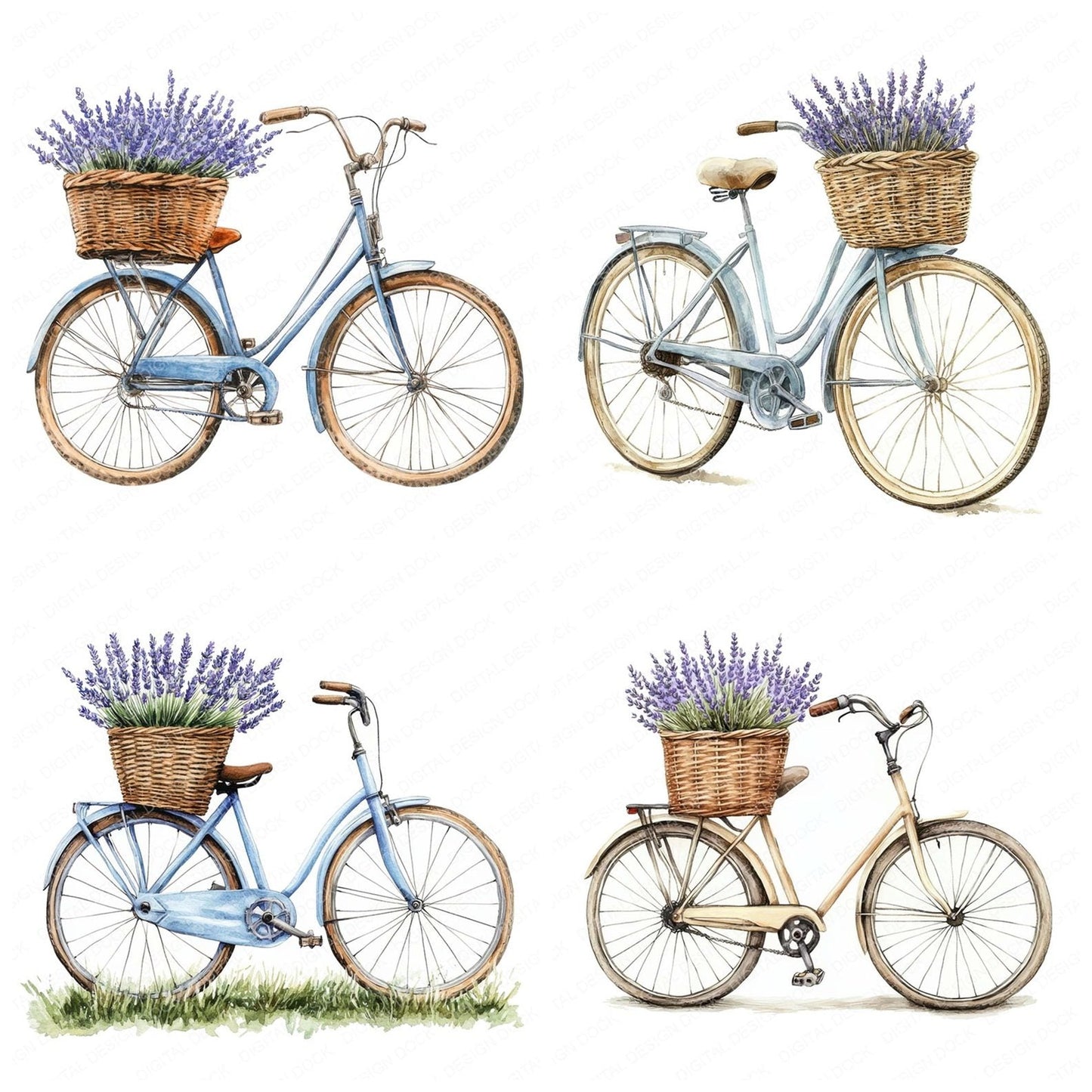Lavender Basket Bicycle Clipart Set (DDD005950)