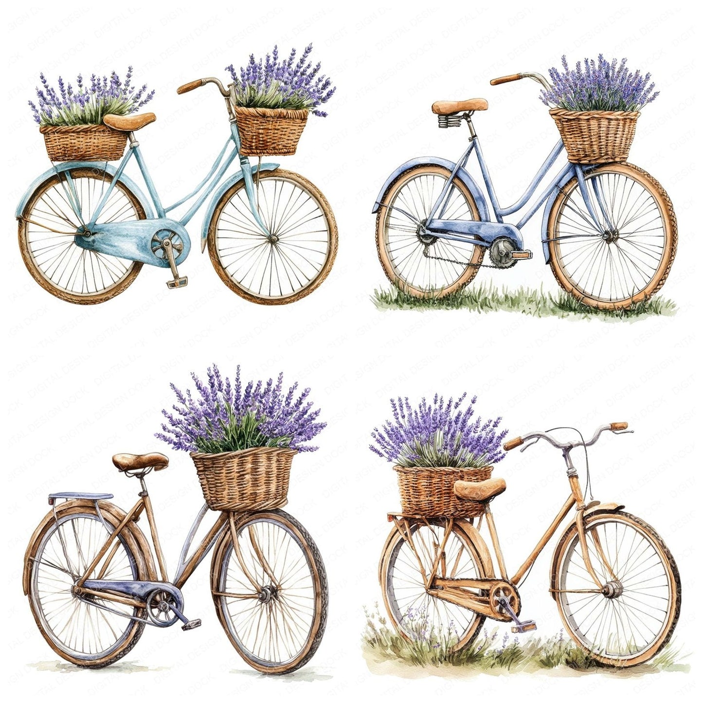Lavender Basket Bicycle Clipart Set (DDD005950)