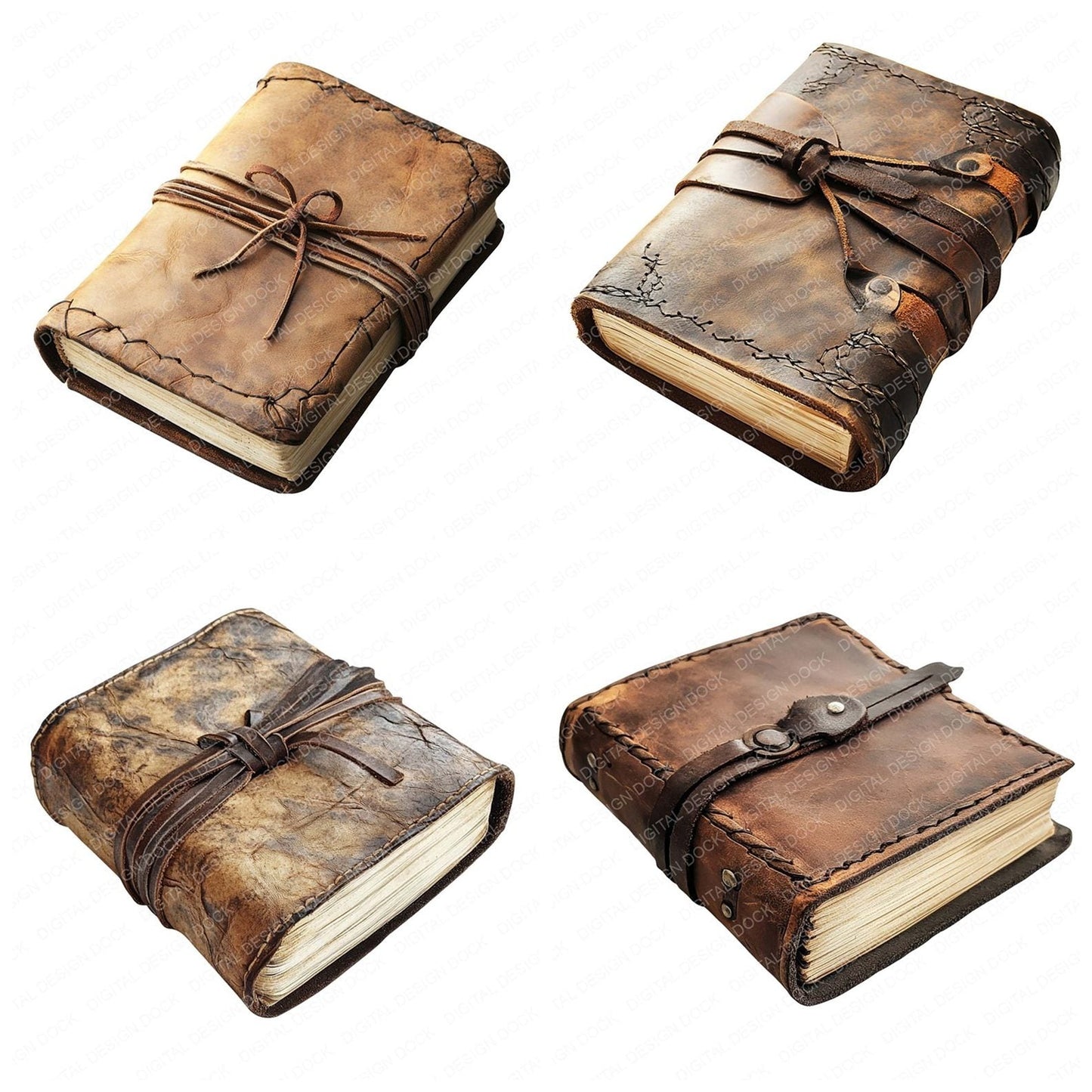 Leather Junk Journal Clipart Set (DDD005955)