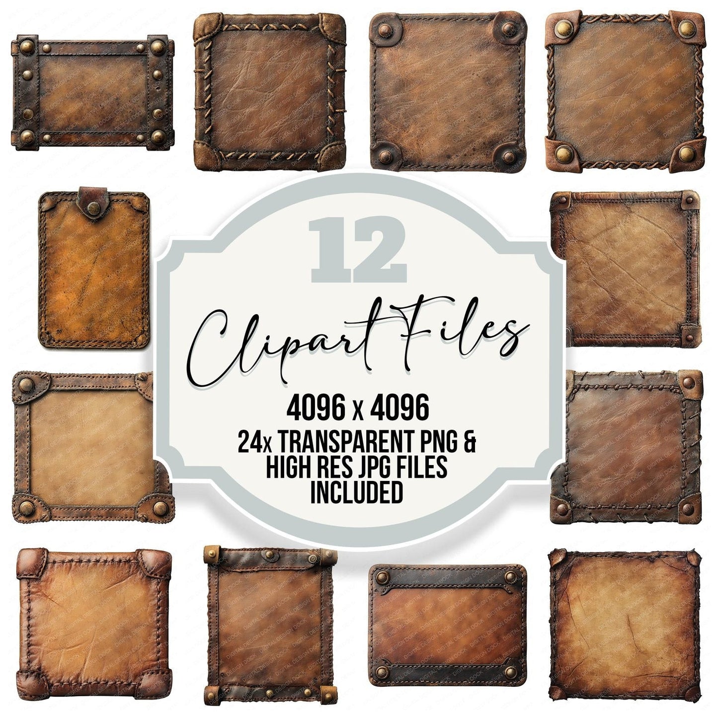 Leather Tag Sign Clipart Set (DDD005956)