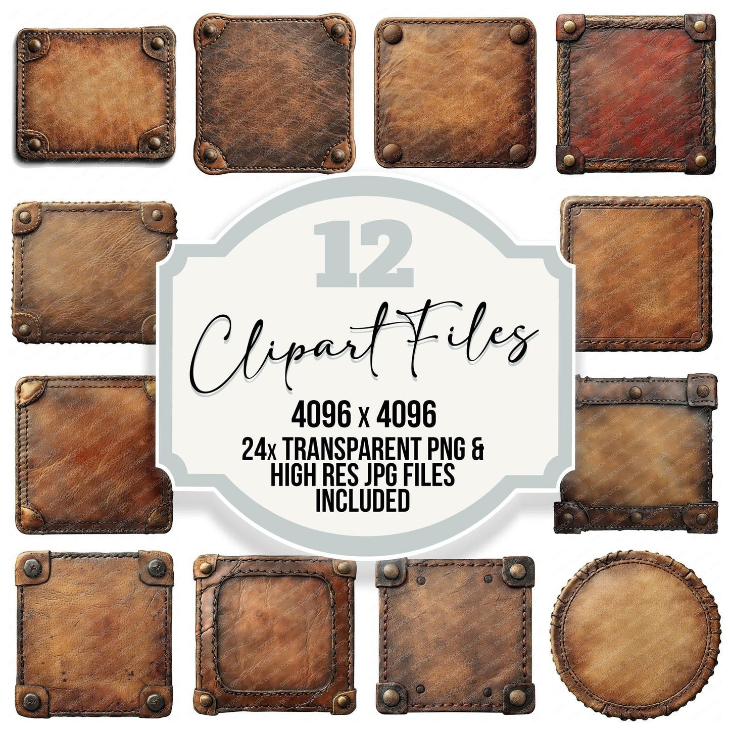 Leather Tag Sign Clipart Set (DDD005957)