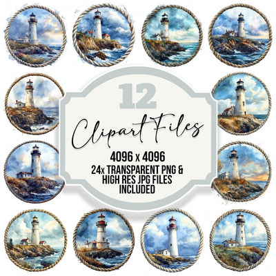 Lighthouse Rope Design clipart set cover showing the designs and file details